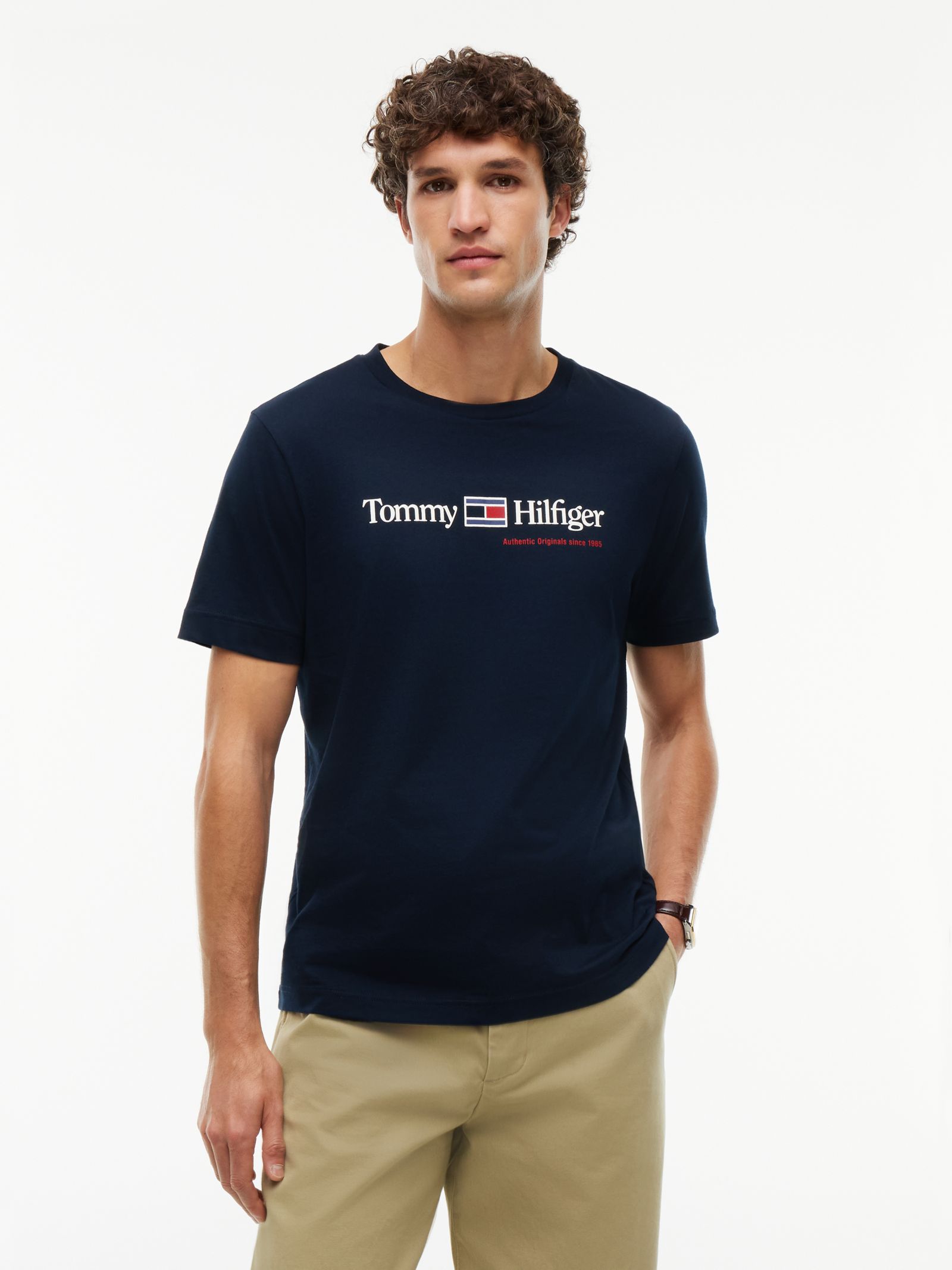 Tommy Hilfiger Jersey T-shirt met ronde hals en logo for men in marine