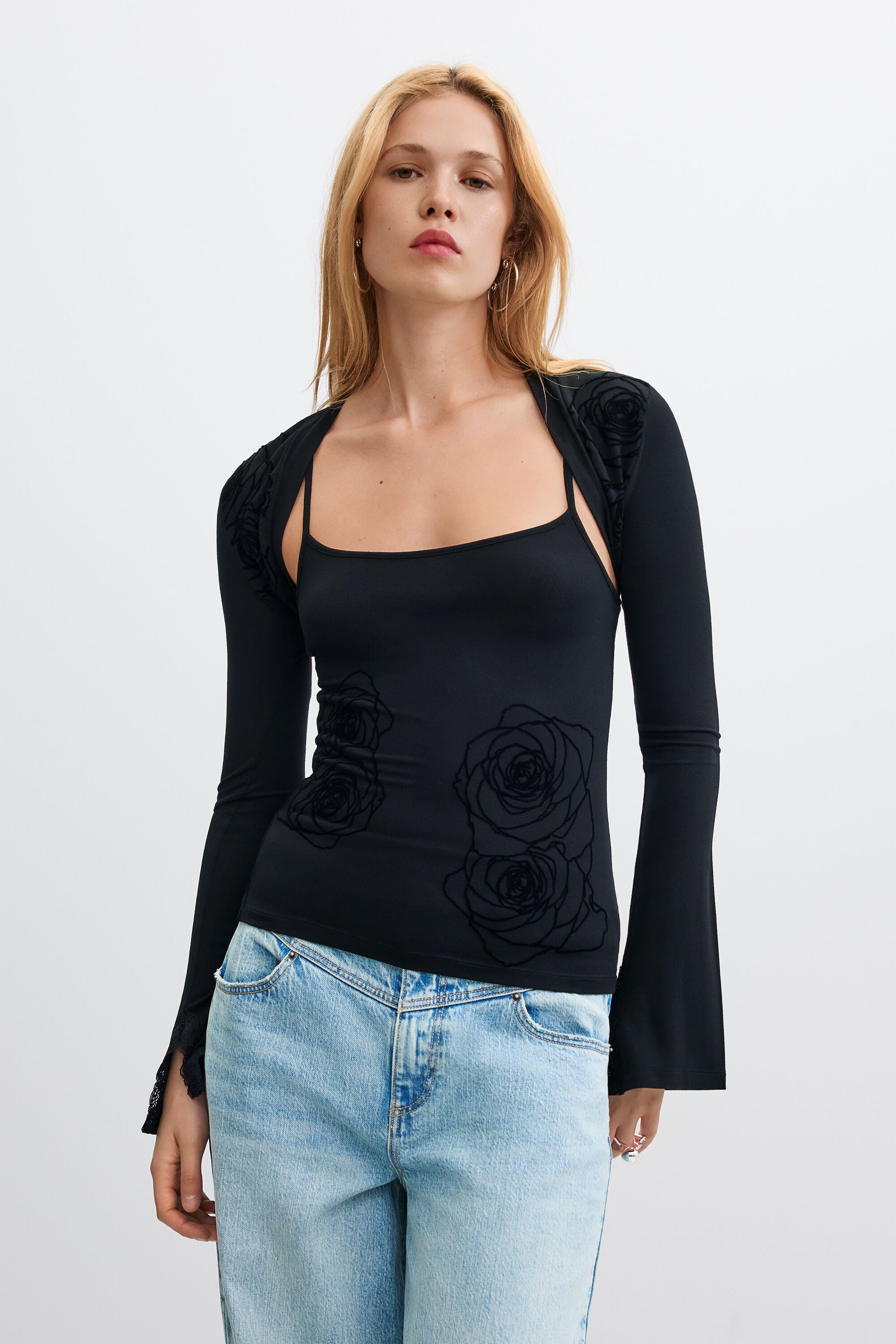 Desigual 2-in-1 T-shirt met flockdetails