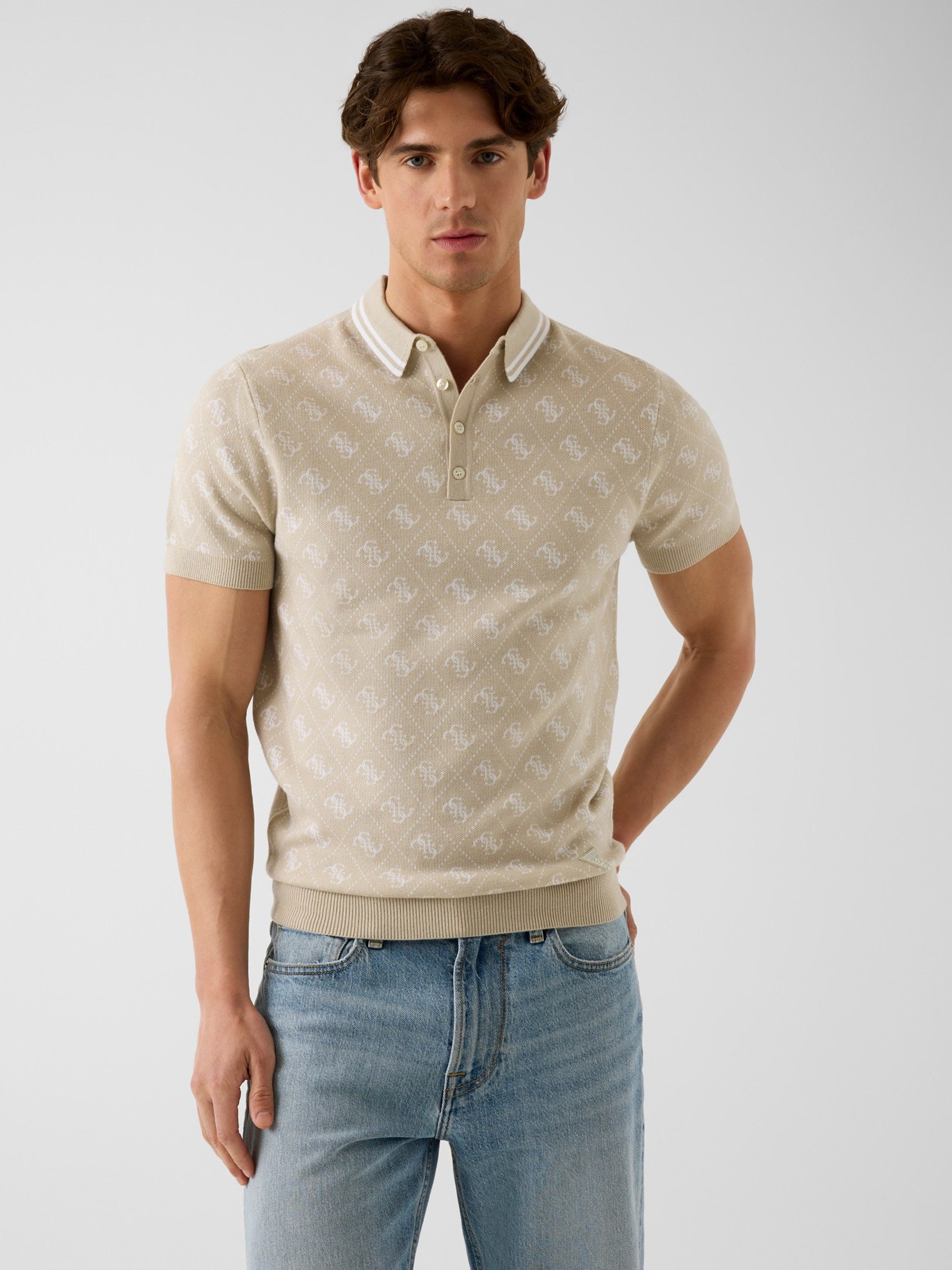 Guess 4G Logo Polo in beige