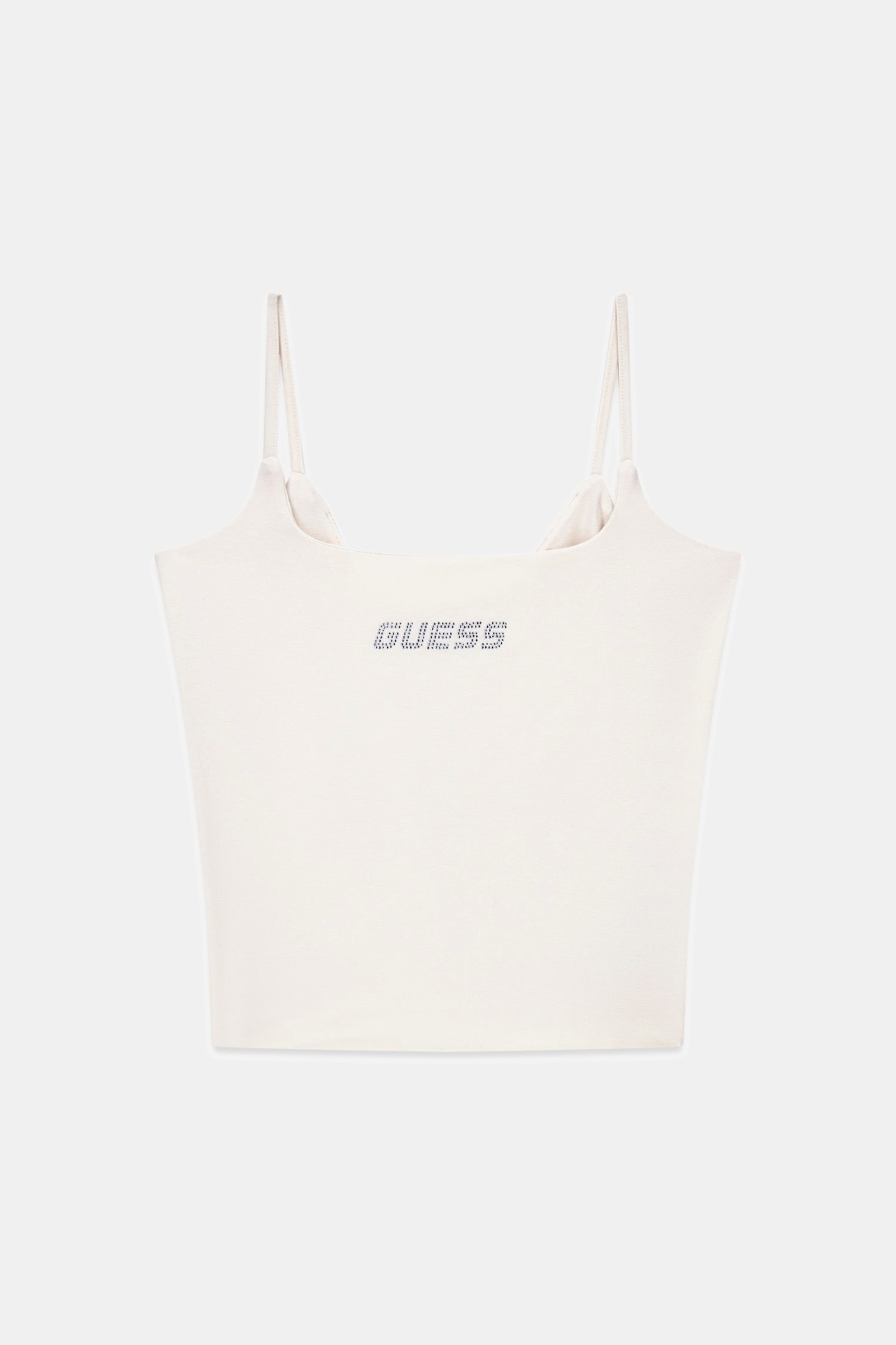 Guess Tanktop Logo Stras in wit