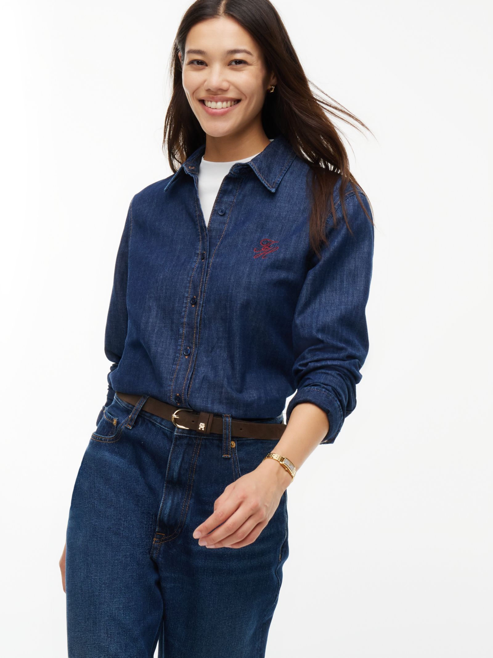 Tommy Hilfiger Relaxed fit denim overhemd met borduursel for women