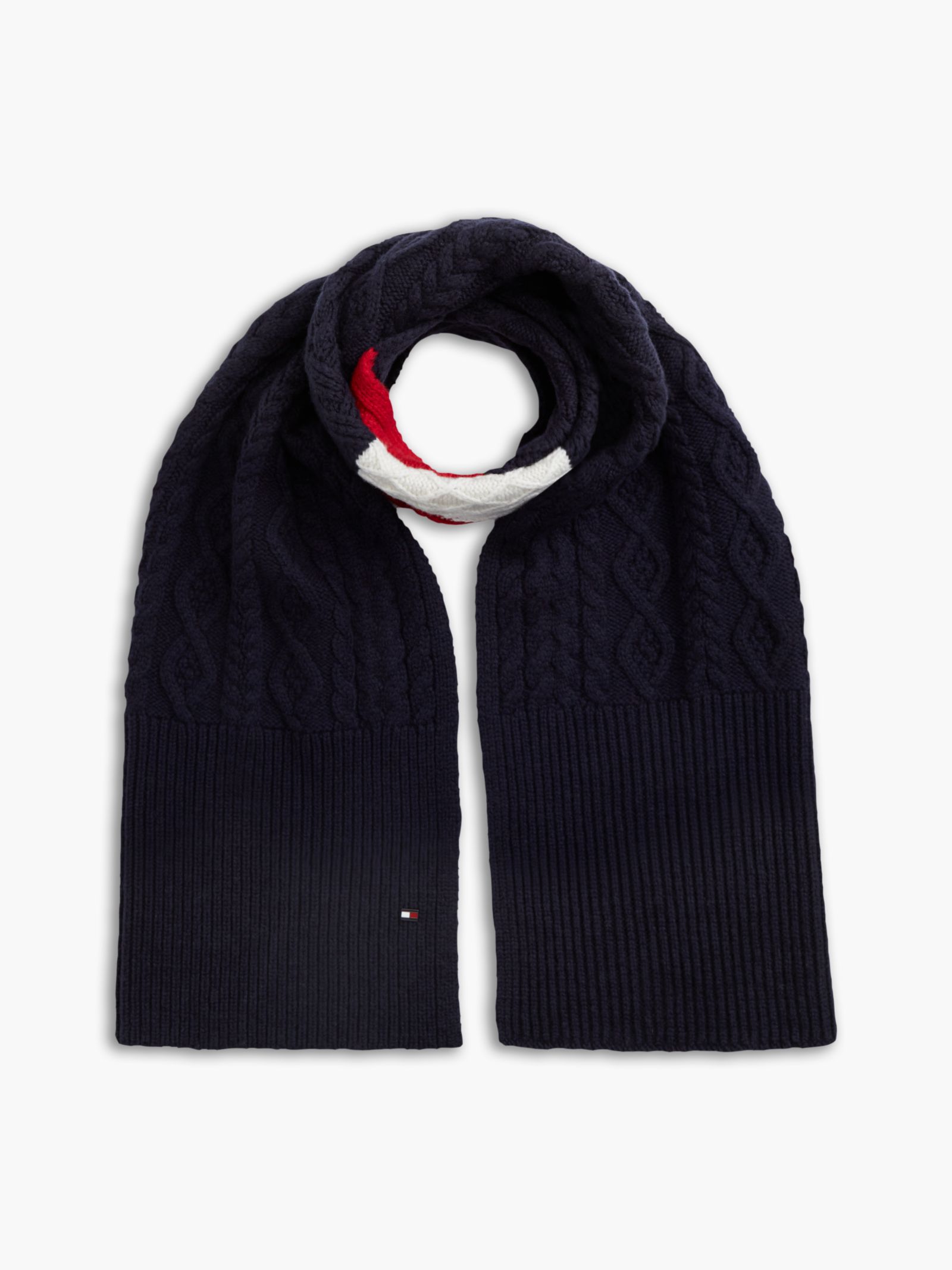 Tommy Hilfiger Kabelgebreide sjaal van wolmix met zijde