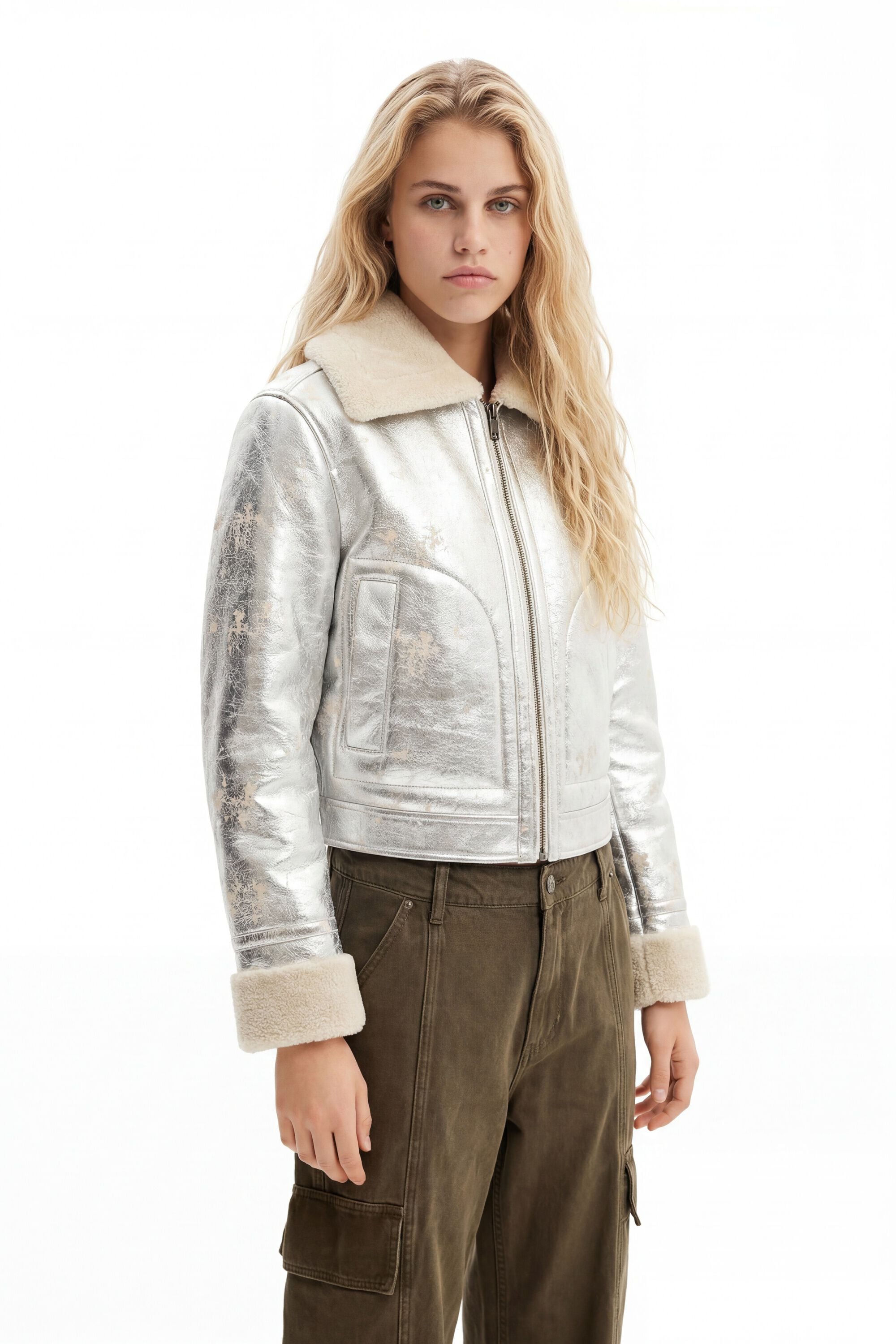 Desigual Dubbelzijdig metallic pilotenjack