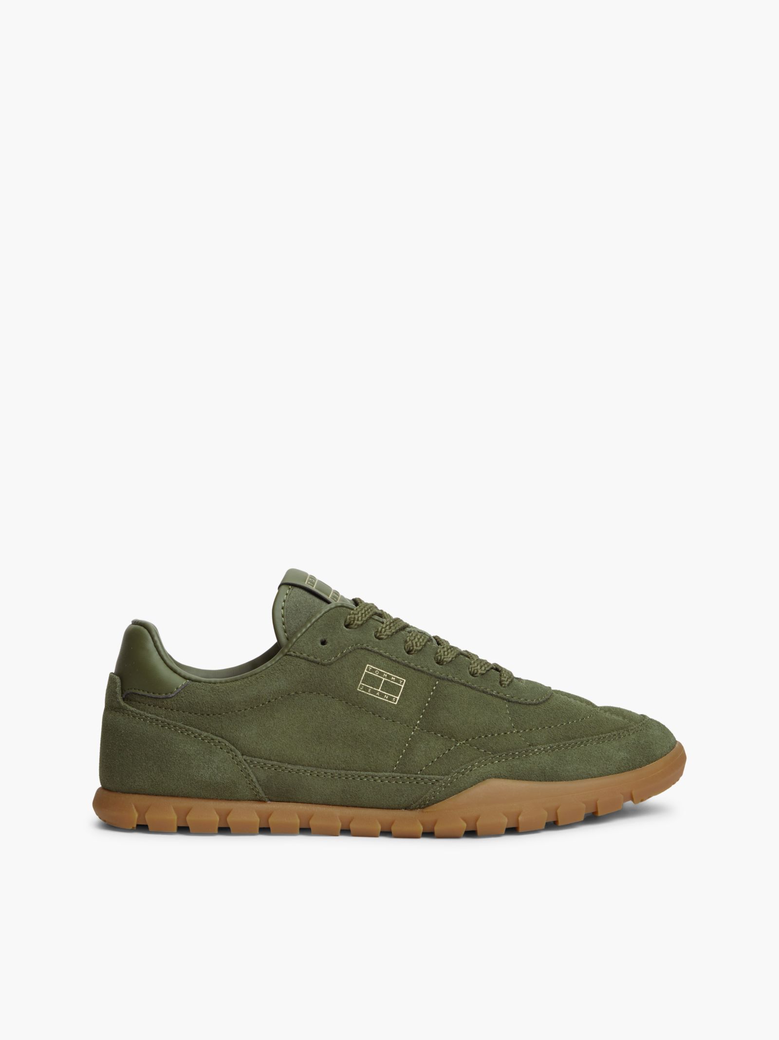 Tommy Jeans lage sneaker van suède met profielzool in groen
