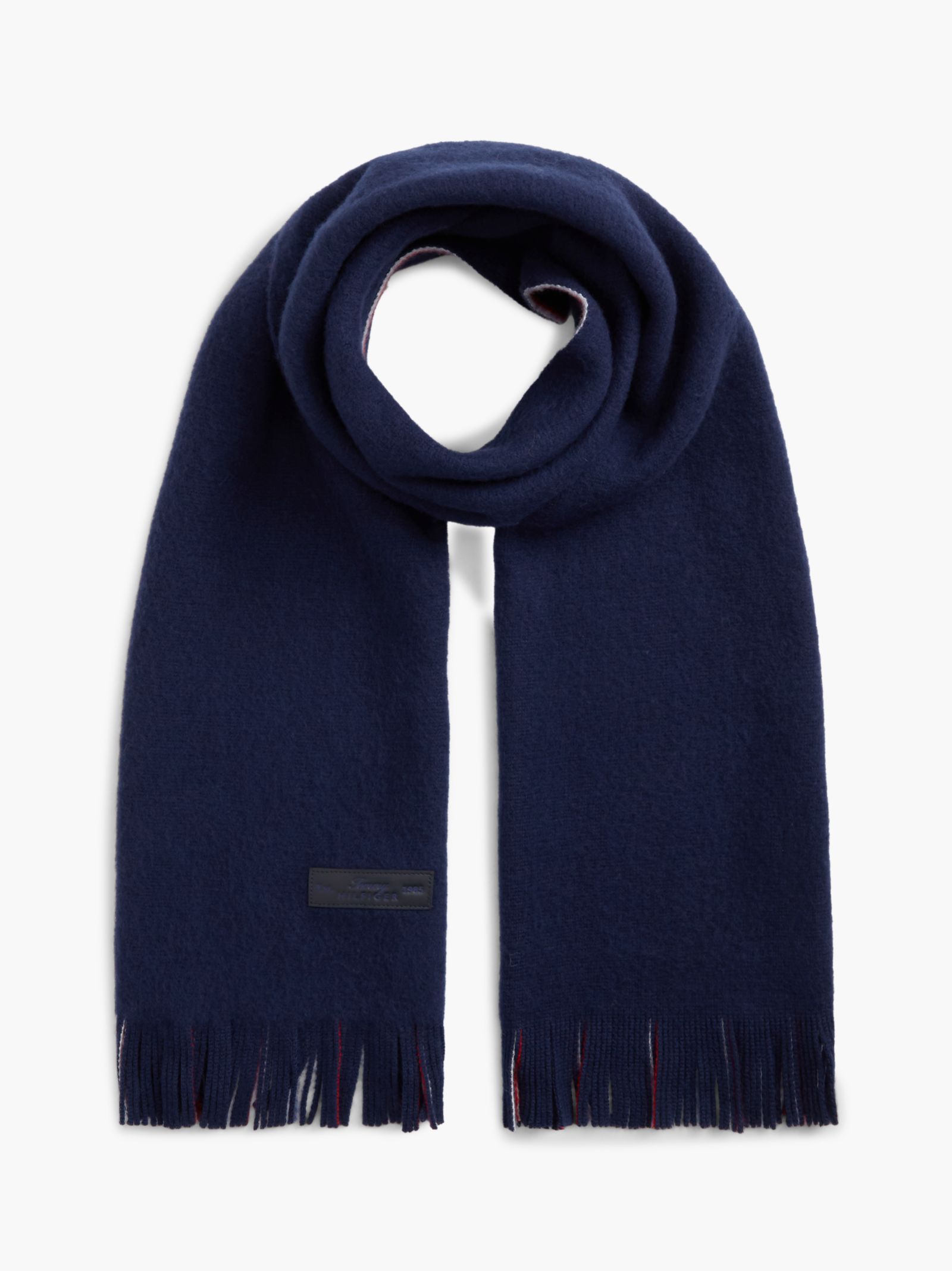 Tommy Hilfiger Reversible sjaal van zuivere wol met Signature streep in marine