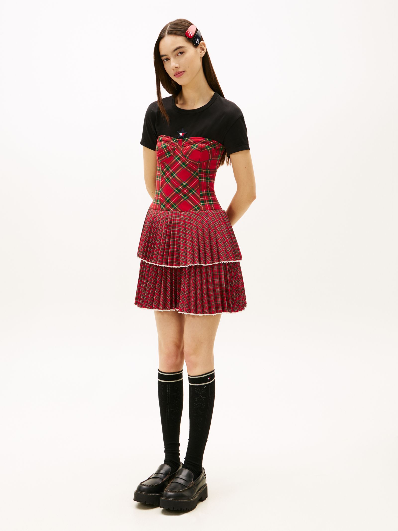 Tommy Jeans Tommy Girl gelaagde mini jurk met tartanruit
