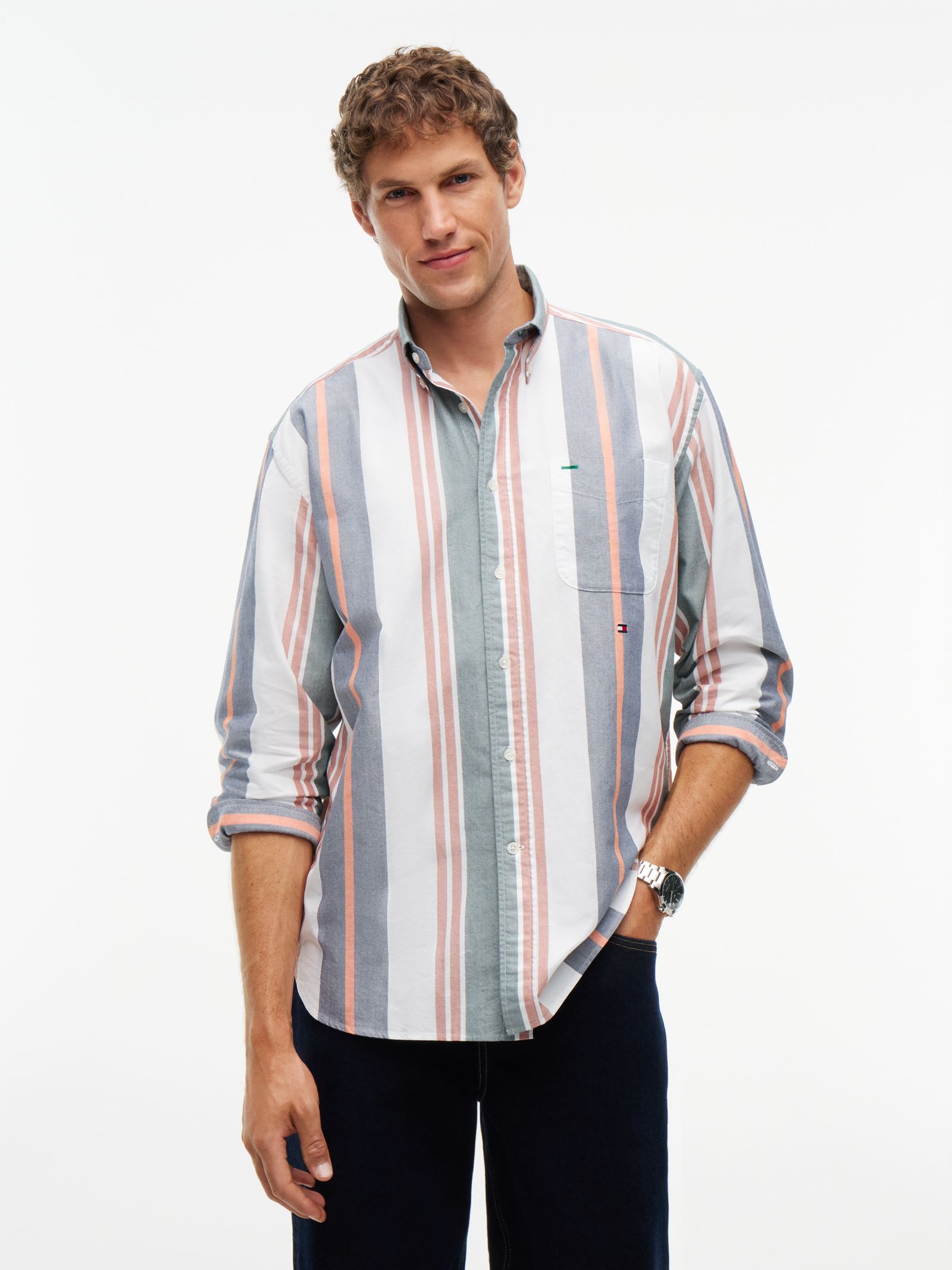 Tommy Hilfiger Oversized Fit Oxford overhemd met gemengde streep
