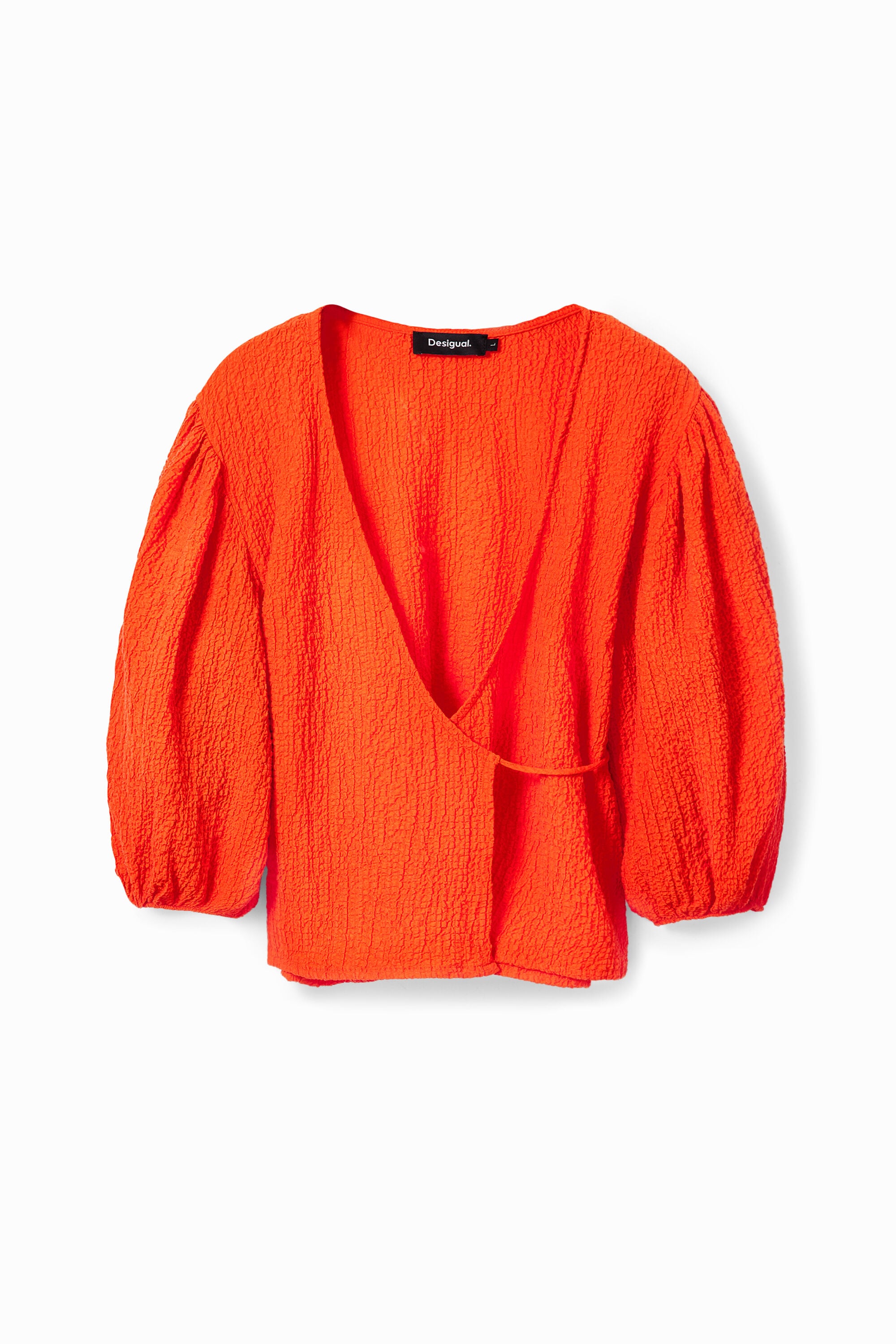 Desigual Omslagblouse met structuur in oranje