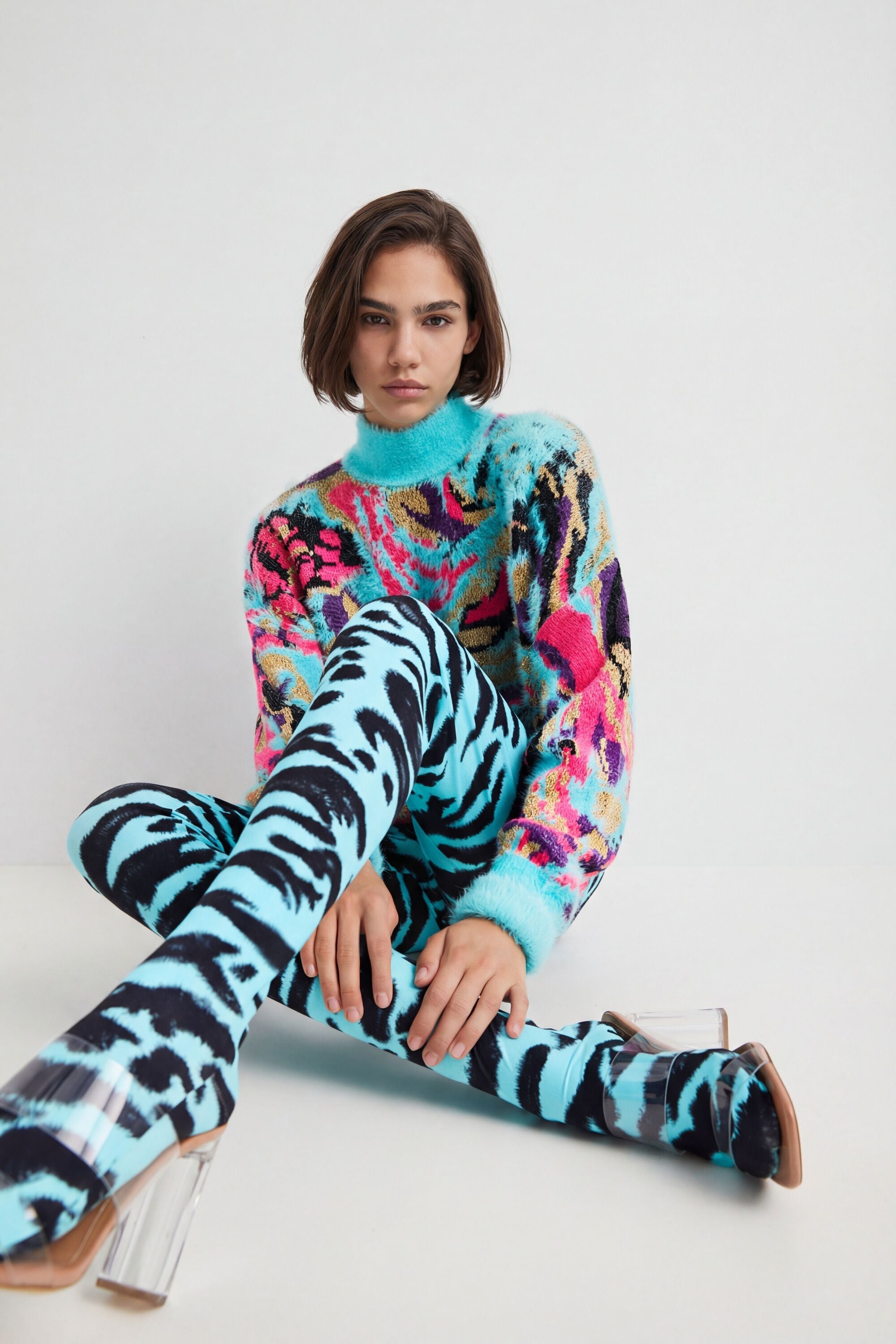 Desigual Slim fit legging met dierenprint in blauw