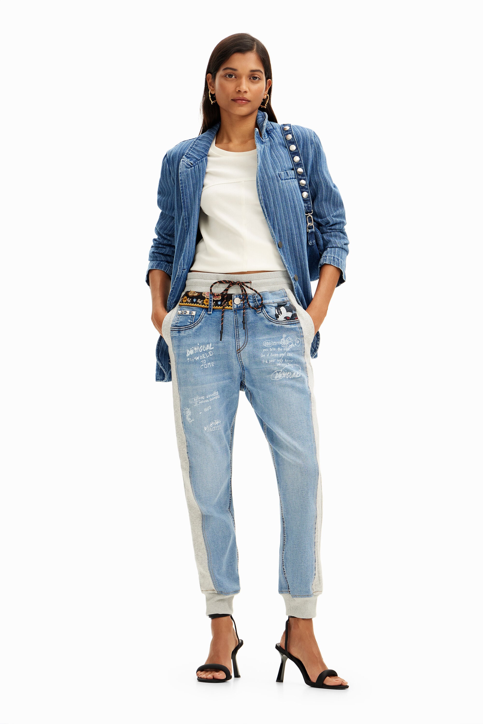 Desigual Denim joggingbroek Mickey Mouse