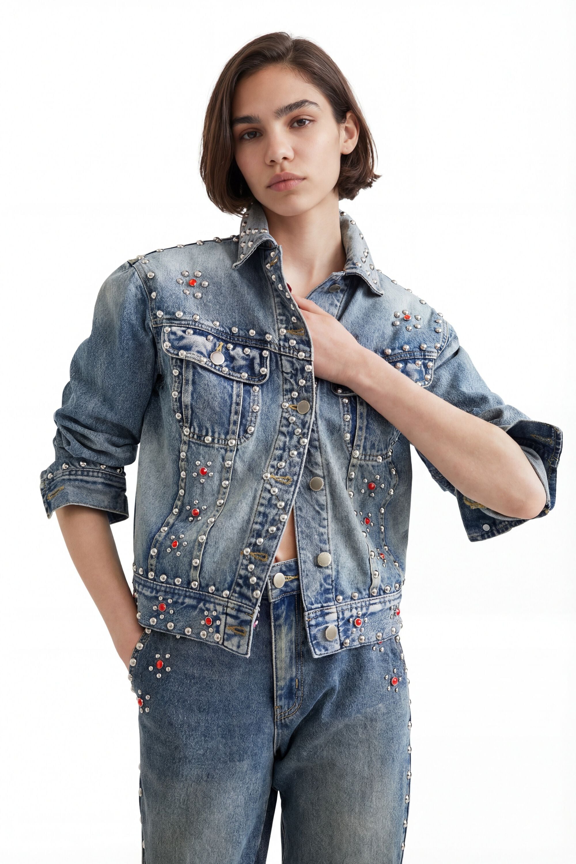 Desigual Spijkerjack met studs Johnson Hartig