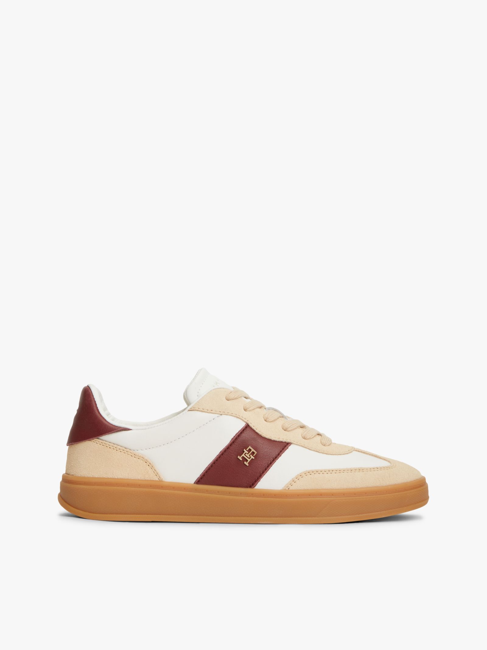 Tommy Hilfiger TH Monogram Sneaker met gemengde texturen in wit