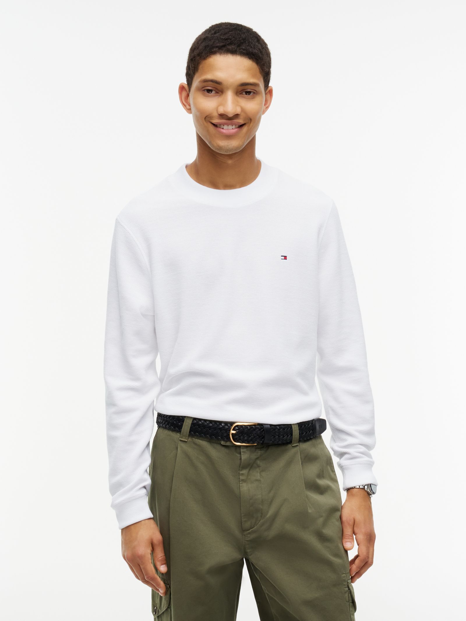 Tommy Hilfiger Wafelgebreid Longsleeve T-shirt in wit