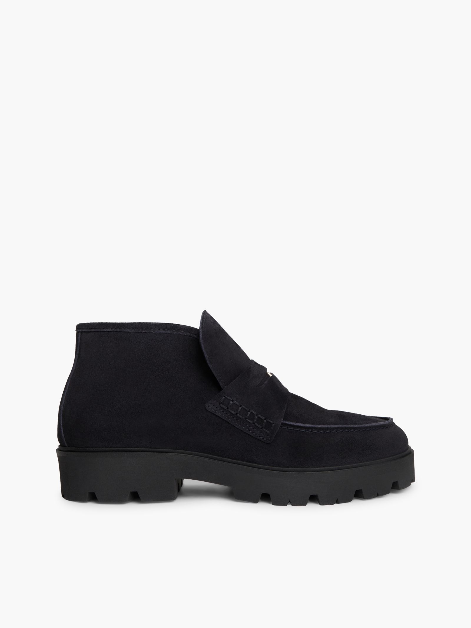 Tommy Hilfiger suède penny loafer boot met TH Monogram in marine