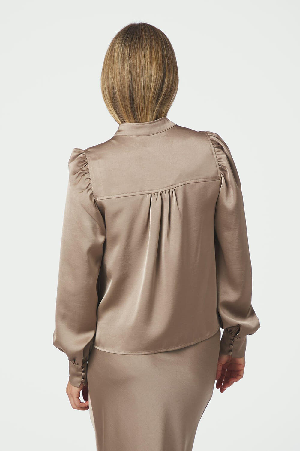 Neo Noir Blouse Rosslyn Heavy Sateen Taupe dames