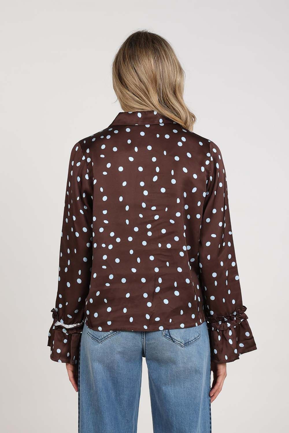 Nukus Blouse Arani Dots Bruin dames