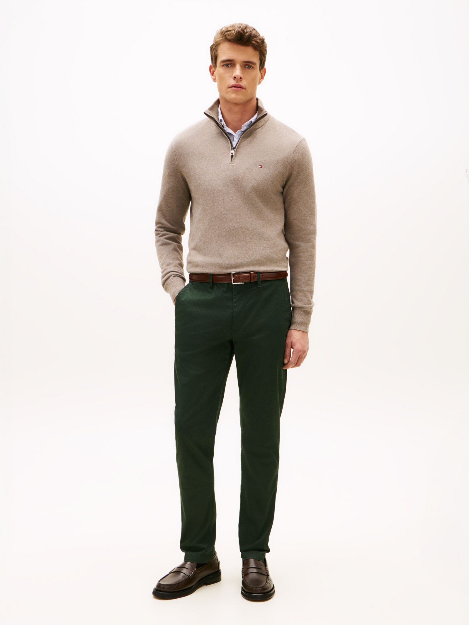 Tommy Hilfiger Bleecker Slim chino met print in groen