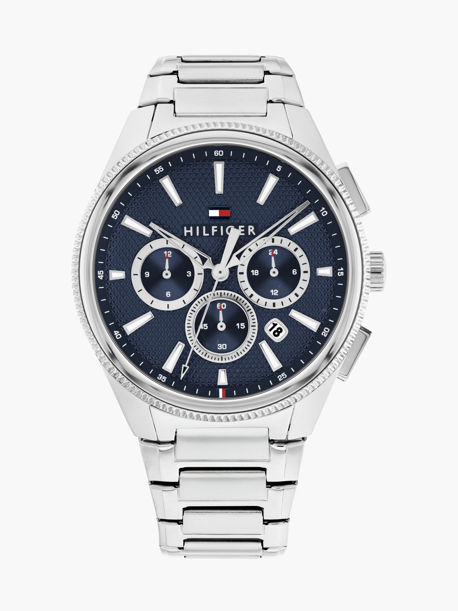 Tommy Hilfiger Roestvrijstalen horloge met blauwe wijzerplaat voor heren in zilver