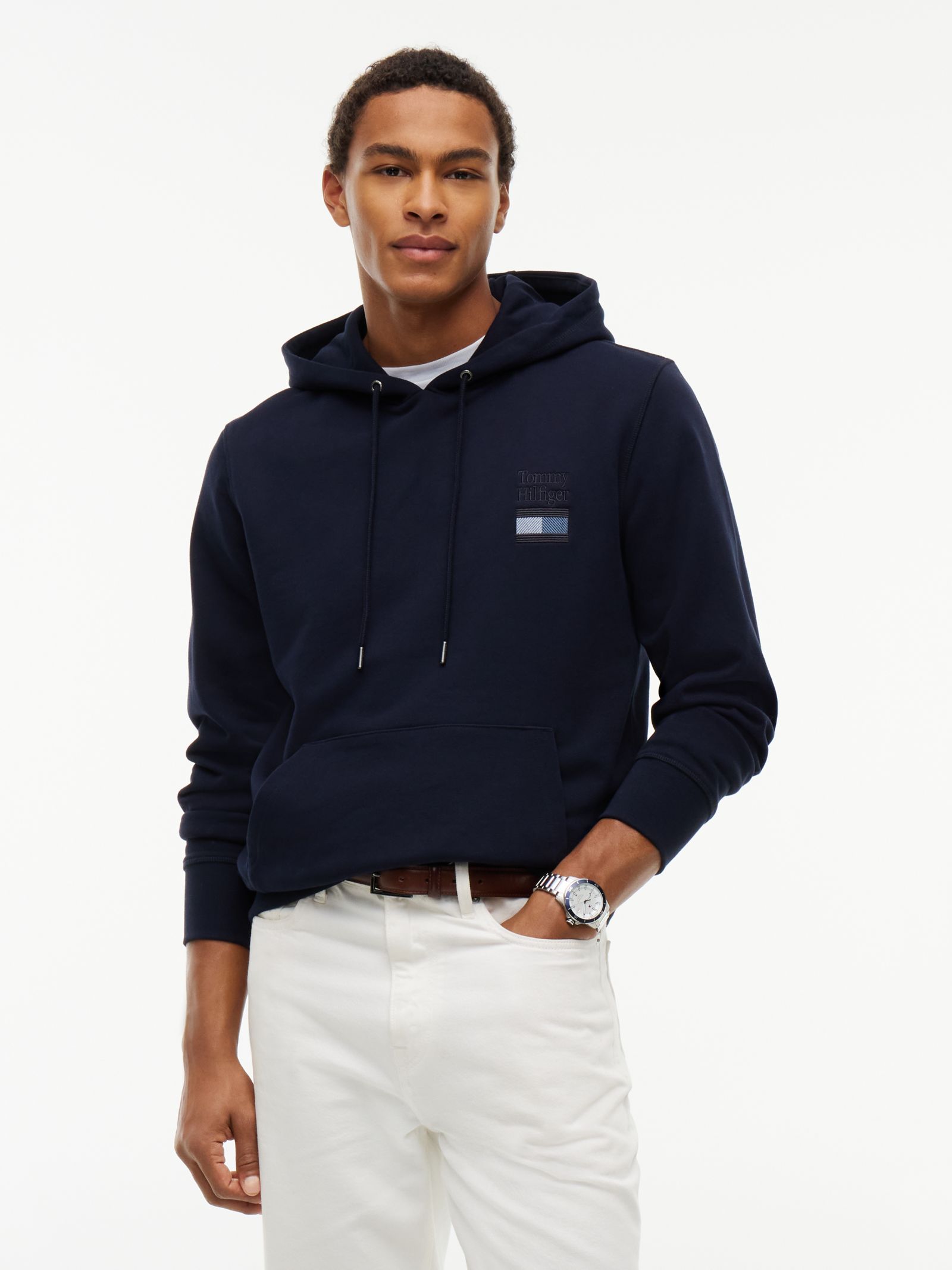 Tommy Hilfiger Terry hoodie met trekkoord en stacklogo in marine