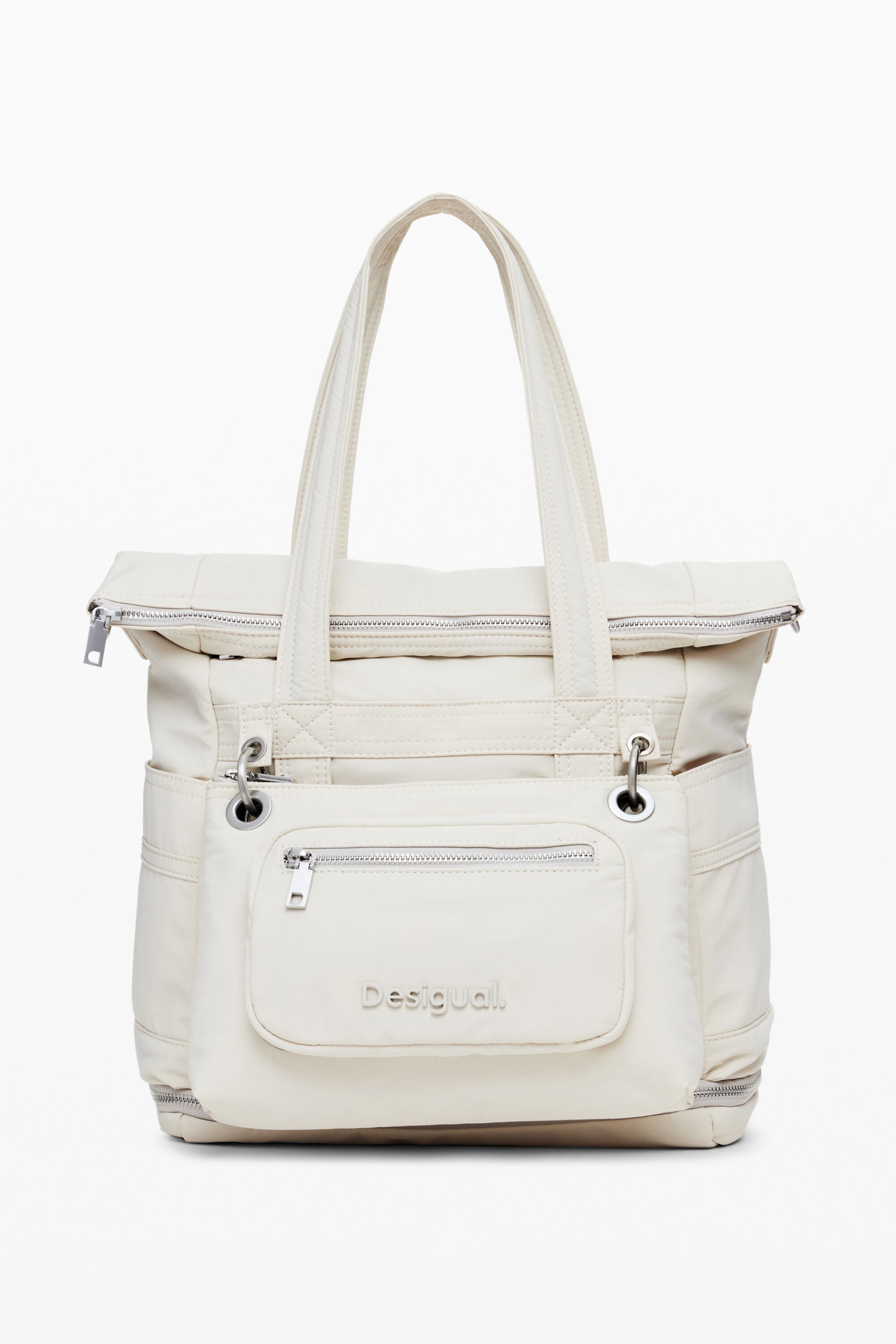 Desigual Nylon rugzak met meerdere posities in beige