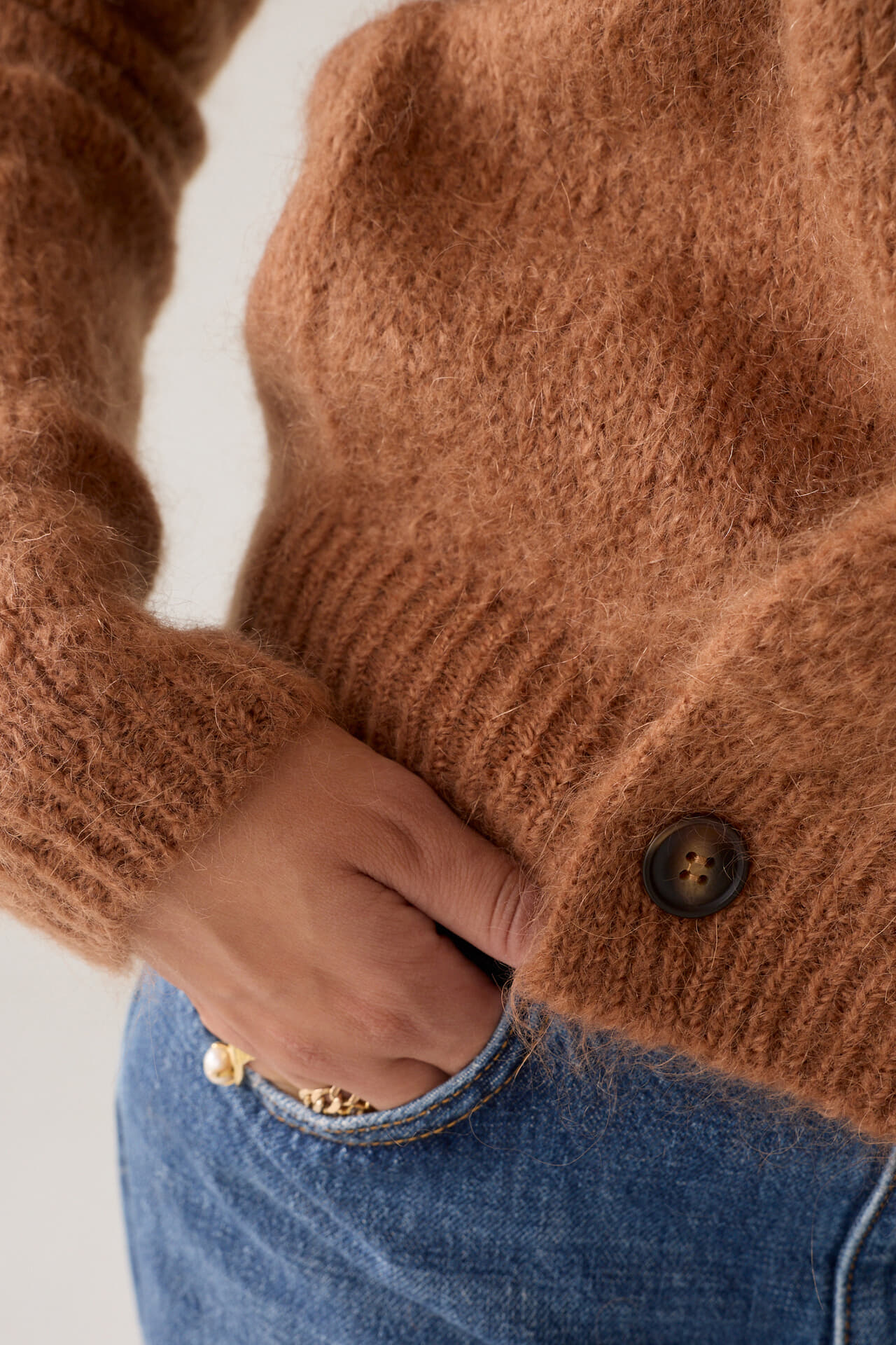 Summum Gebreid Vest Wrap Mohair wol blend Bruin dames