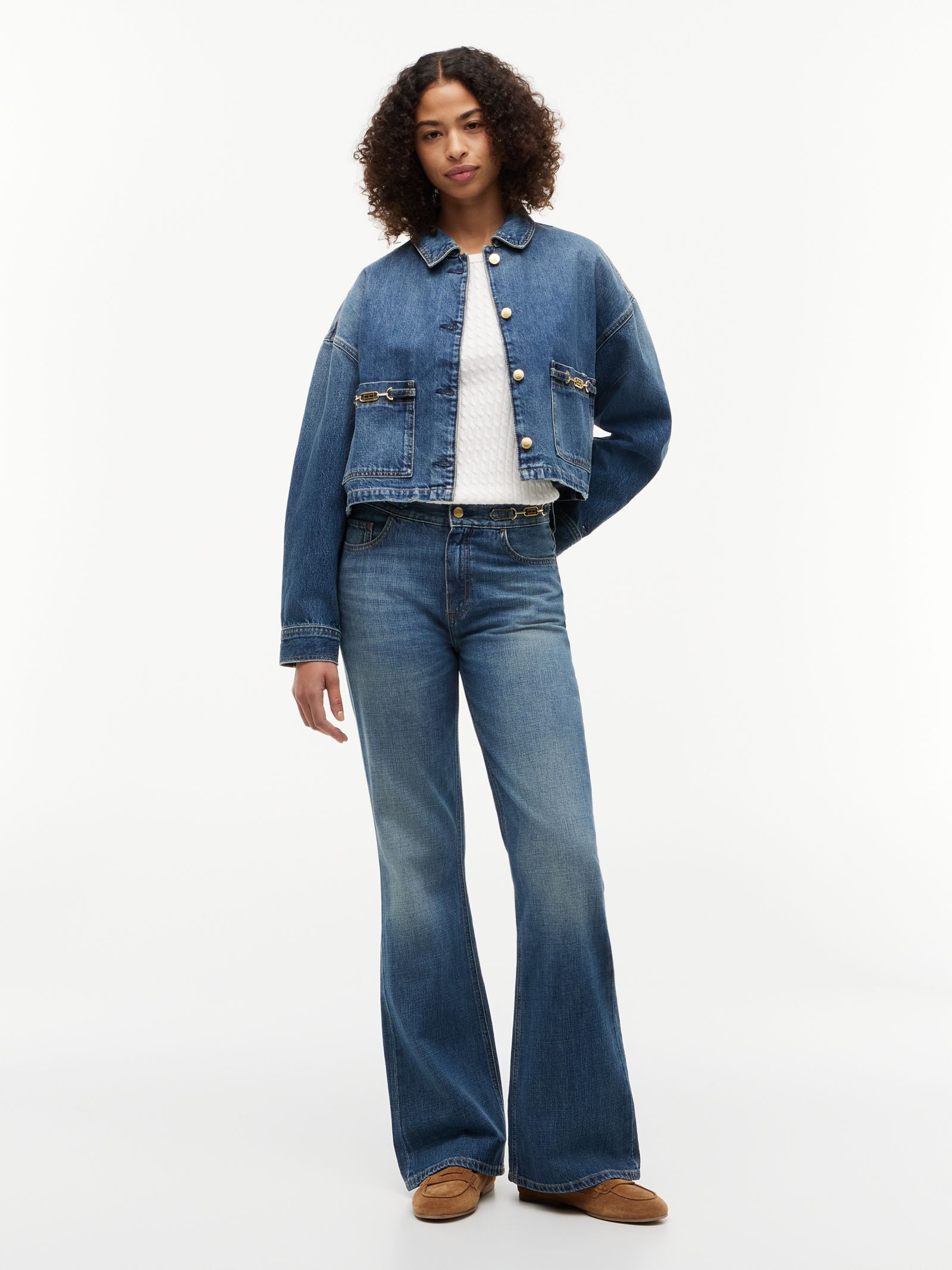 Tommy Hilfiger Relaxed Denim Jack met Paardenbit en Vlag