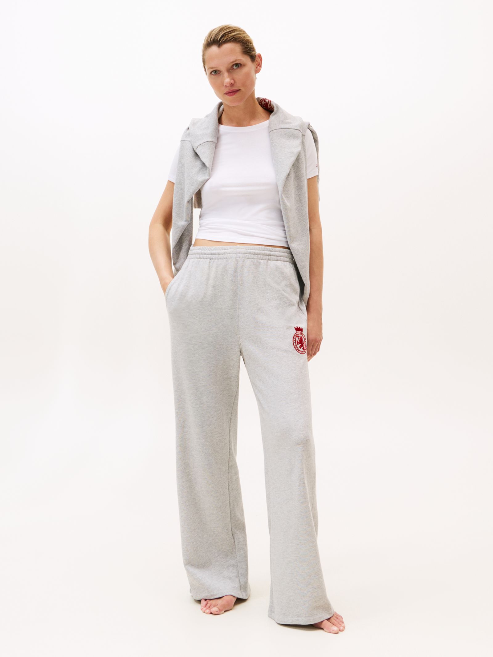 Tommy Hilfiger Jogger met wijde fit en TH embleem in grijs