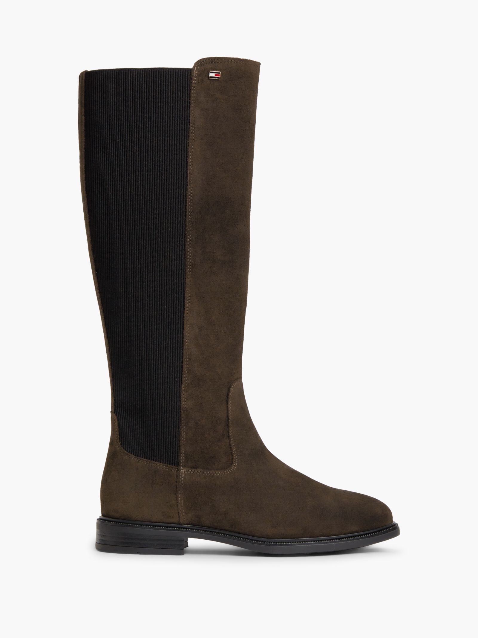 Tommy Hilfiger Chelsea Boot van suède met geëmailleerde vlag in bruin