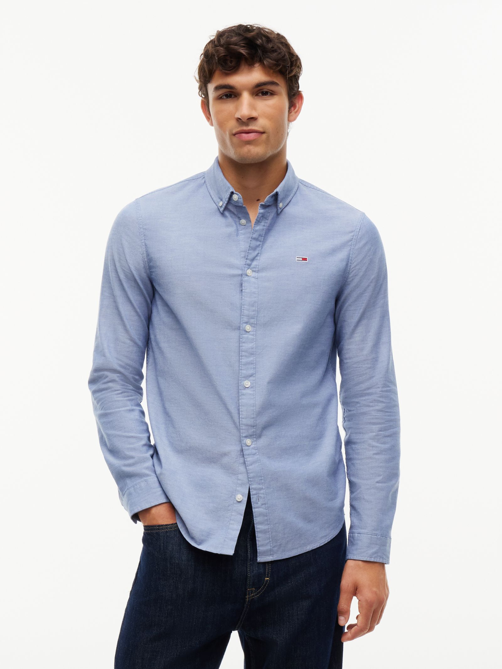 Tommy Jeans Slim fit overhemd van Oxford stretchkatoen in blauw