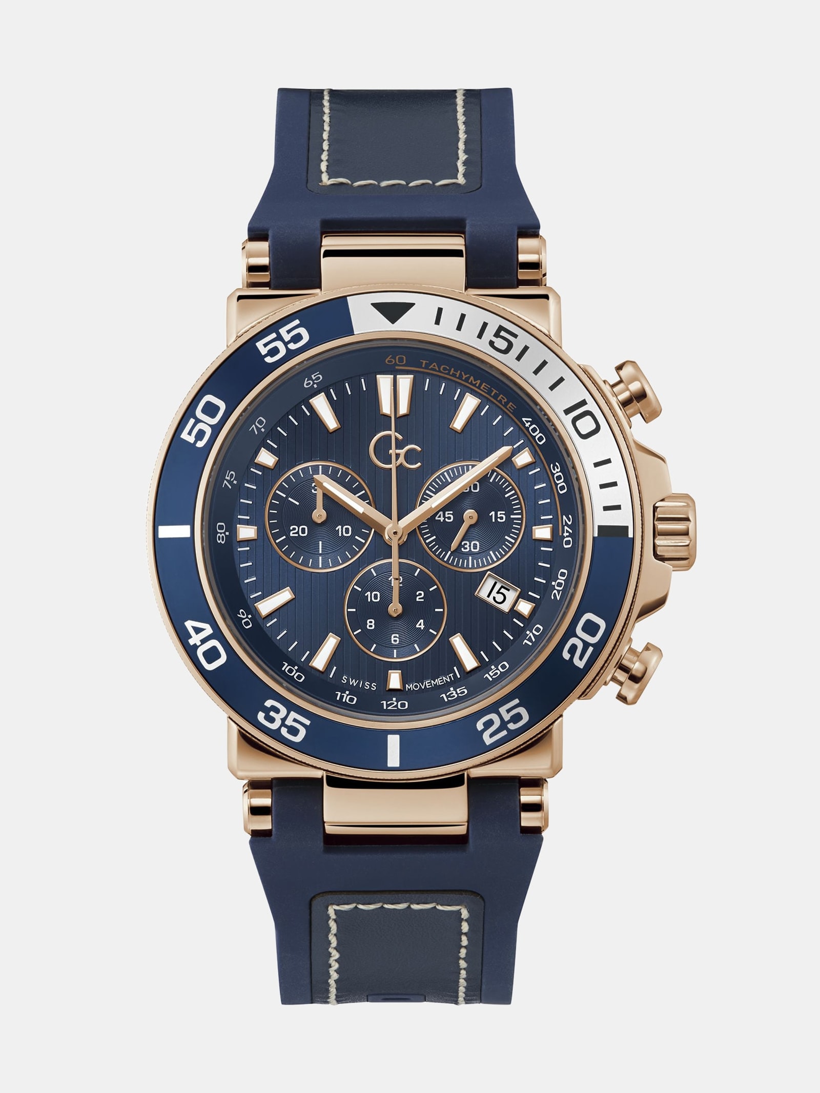 Guess Horloge Gc Chronograaf Leer in blauw