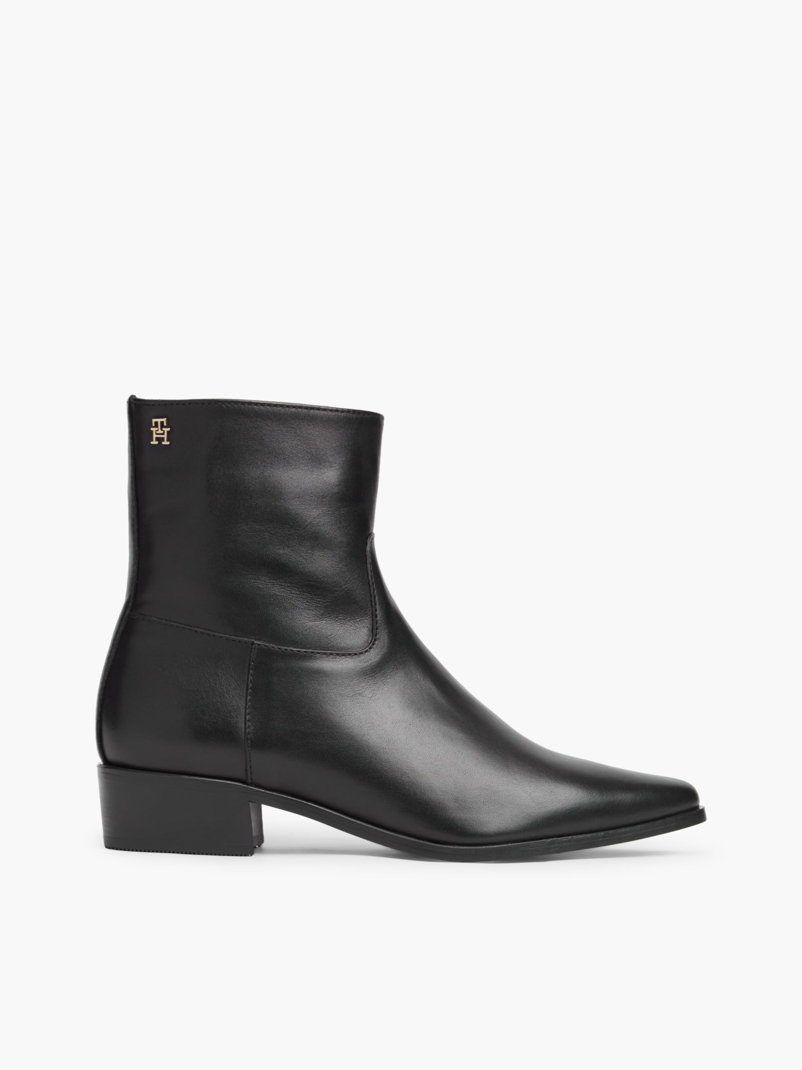 Tommy Hilfiger Leren enkellaars met ritssluiting for women in zwart