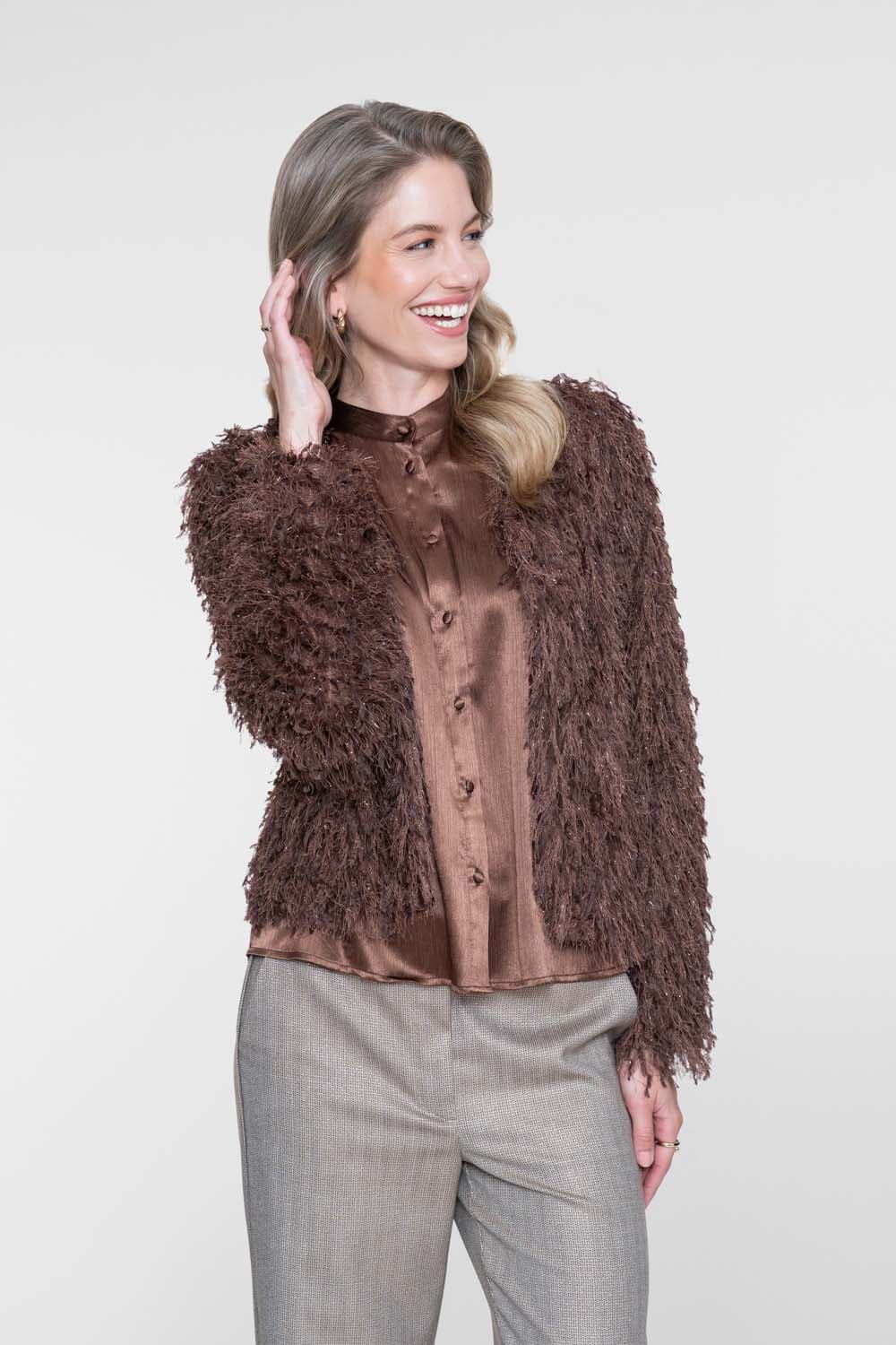 Geisha Vest Hairy Bruin dames