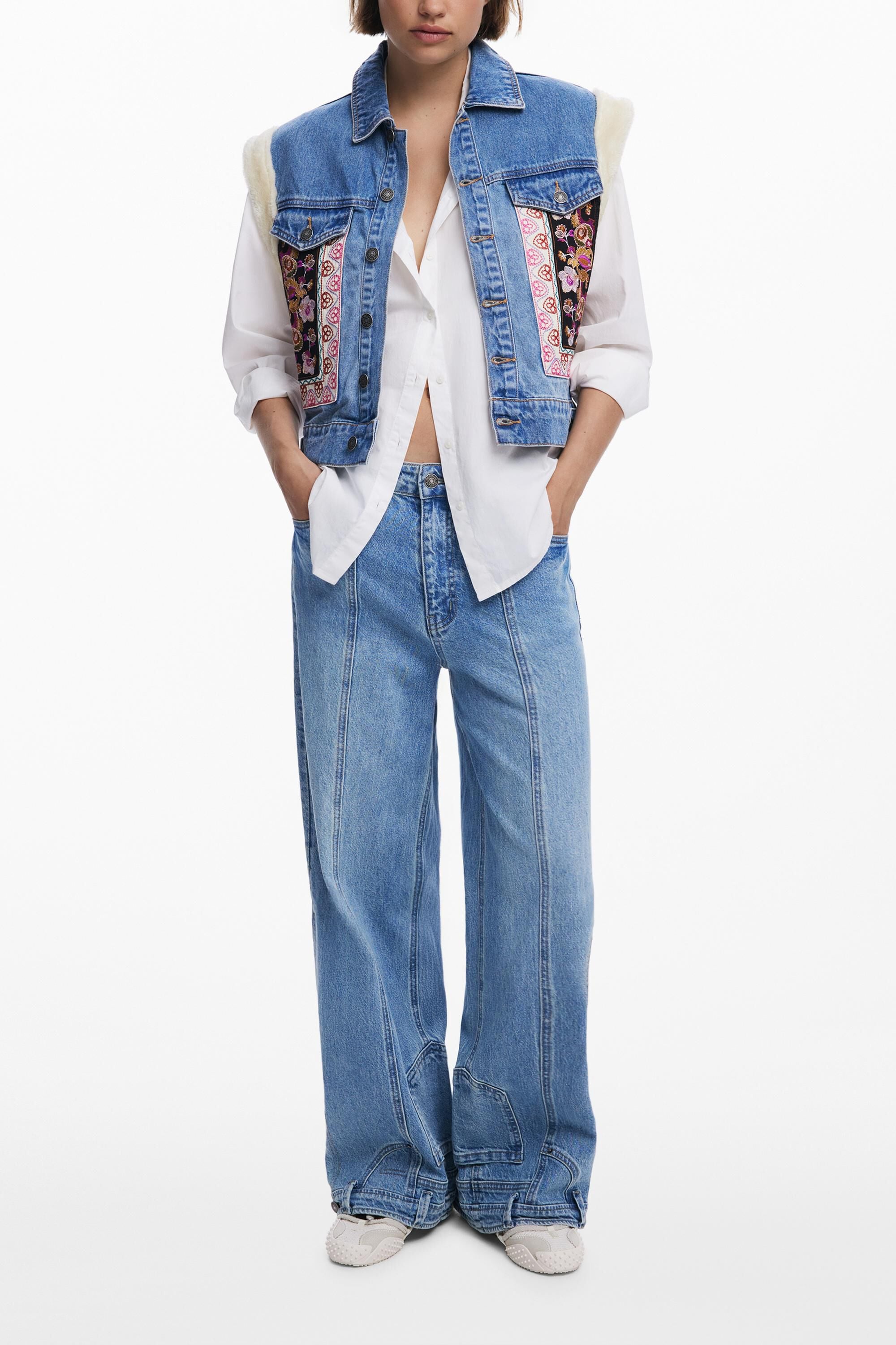 Desigual Spijkerbodywarmer met schapenvacht
