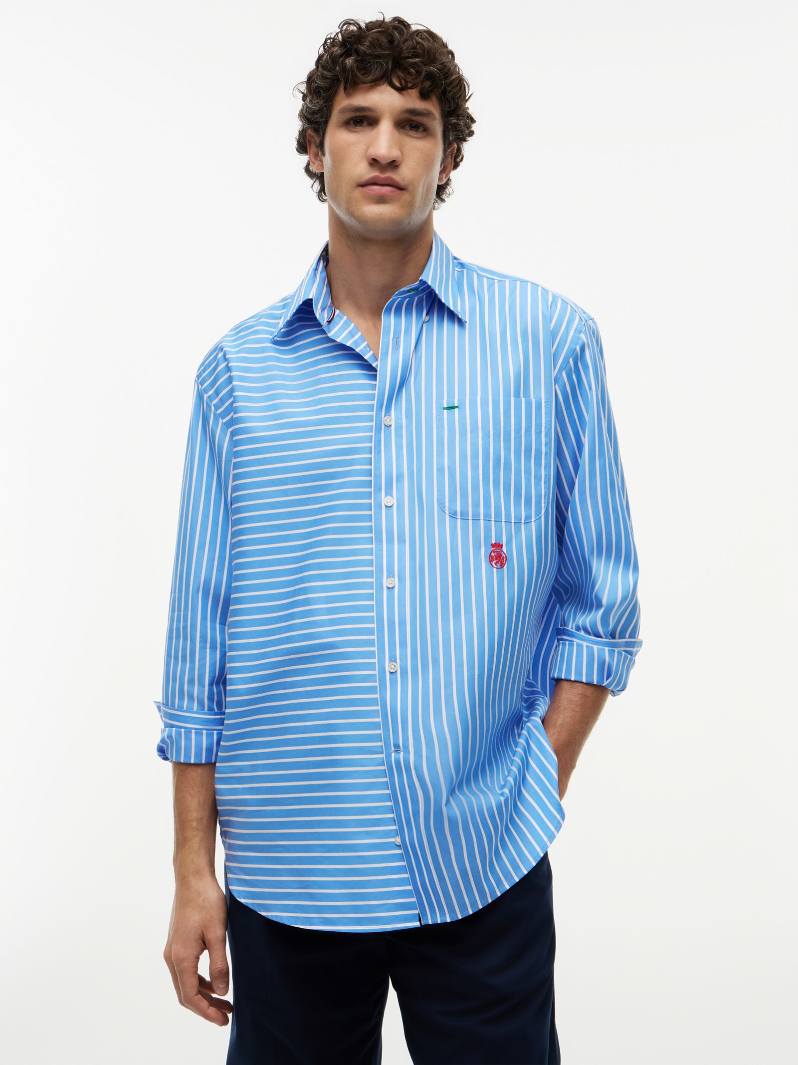 Tommy Hilfiger oversized fit poplin overhemd met gemengde streep