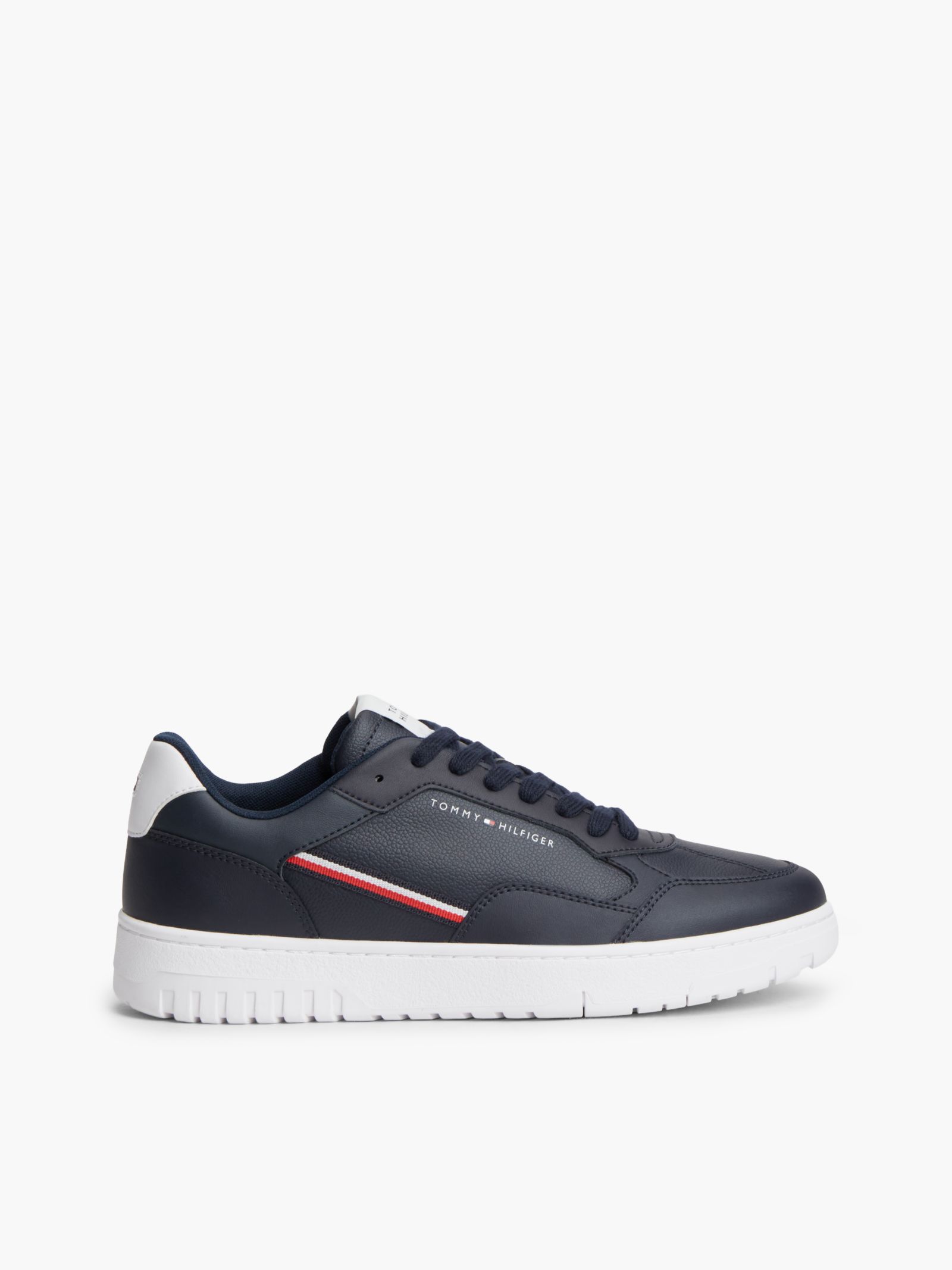 Tommy Hilfiger Basketbalsneaker met signature streep en leer in marine