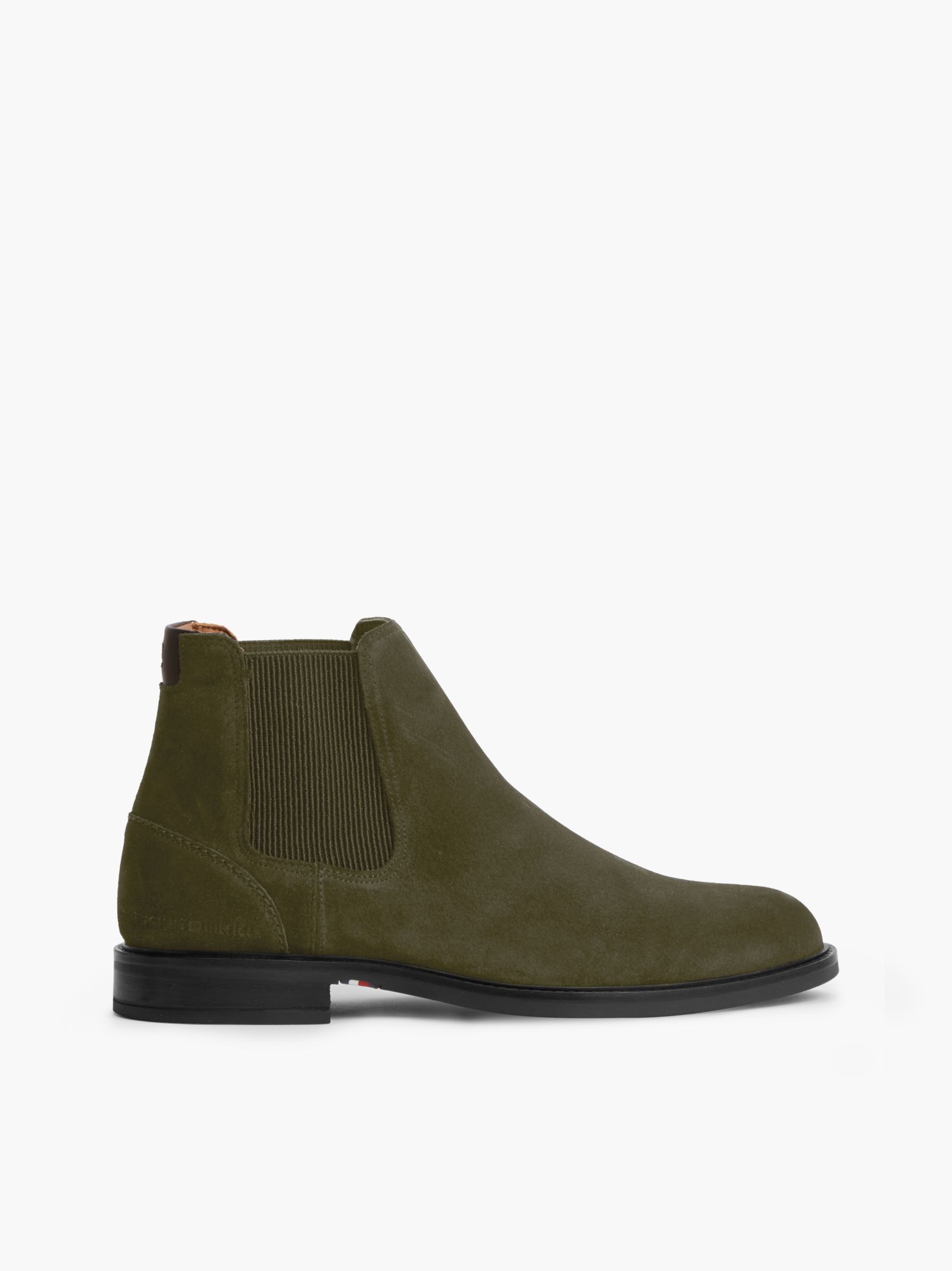 Tommy Hilfiger Suède Chelsea Boot met rubberen vlag in groen