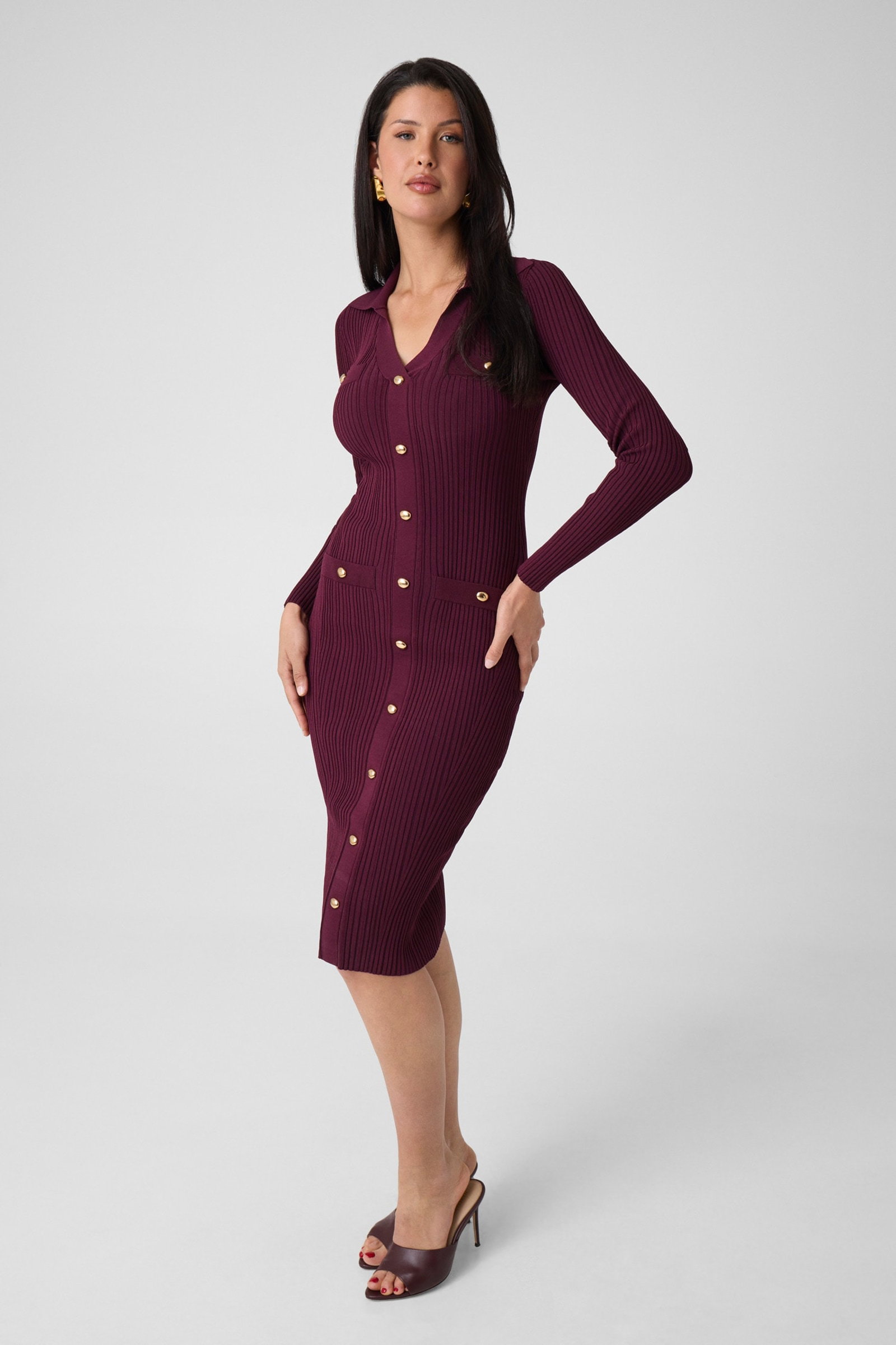 Guess Marciano Gebreide Midi-Jurk in roze