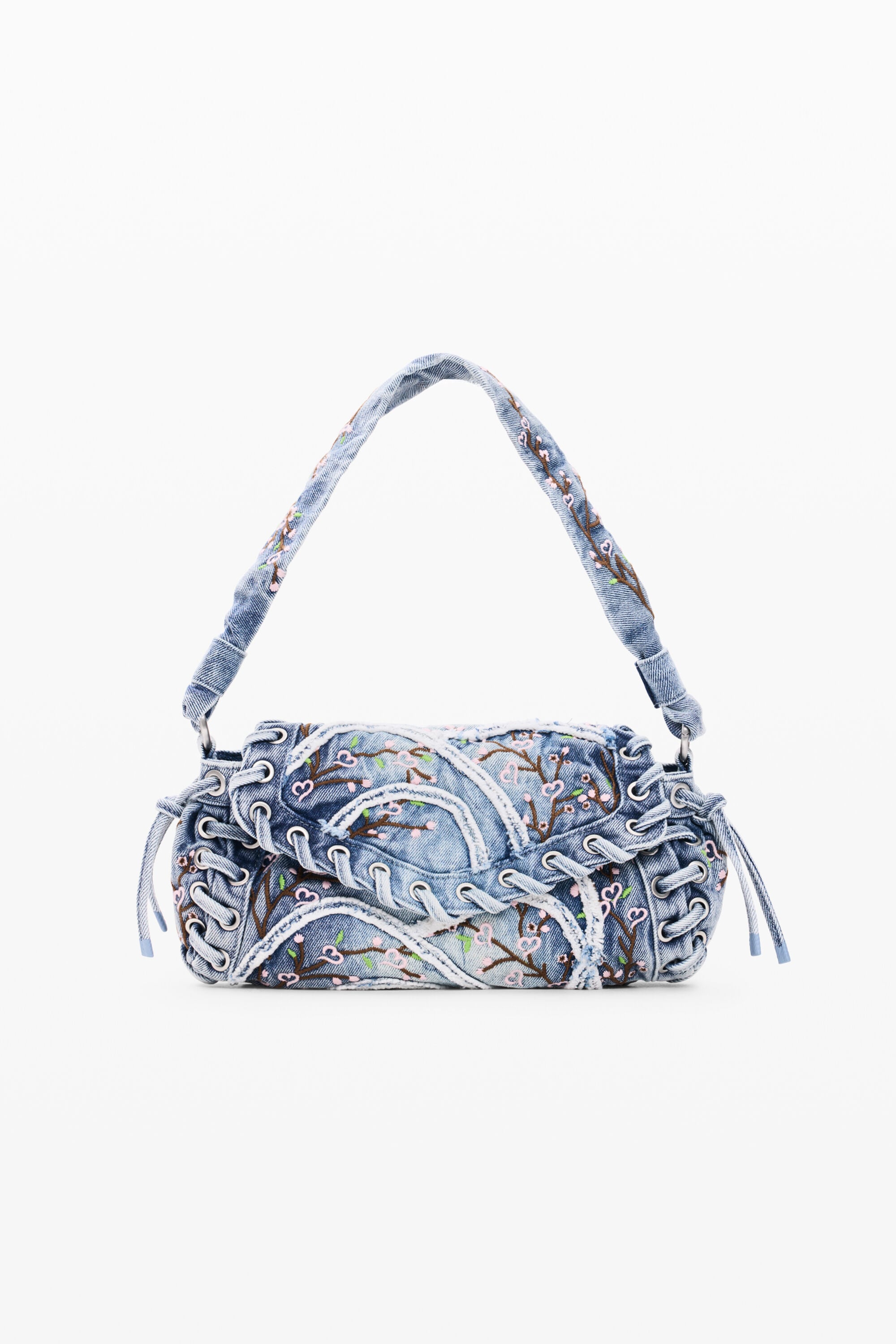 Desigual Grote Geborduurde Tas in blauw