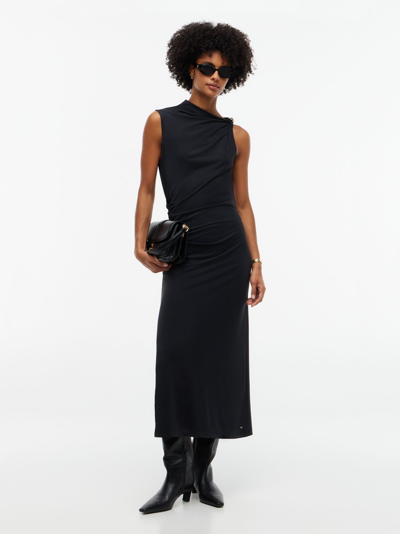Tommy Hilfiger gerimpelde slim fit mouwloze maxi jurk
