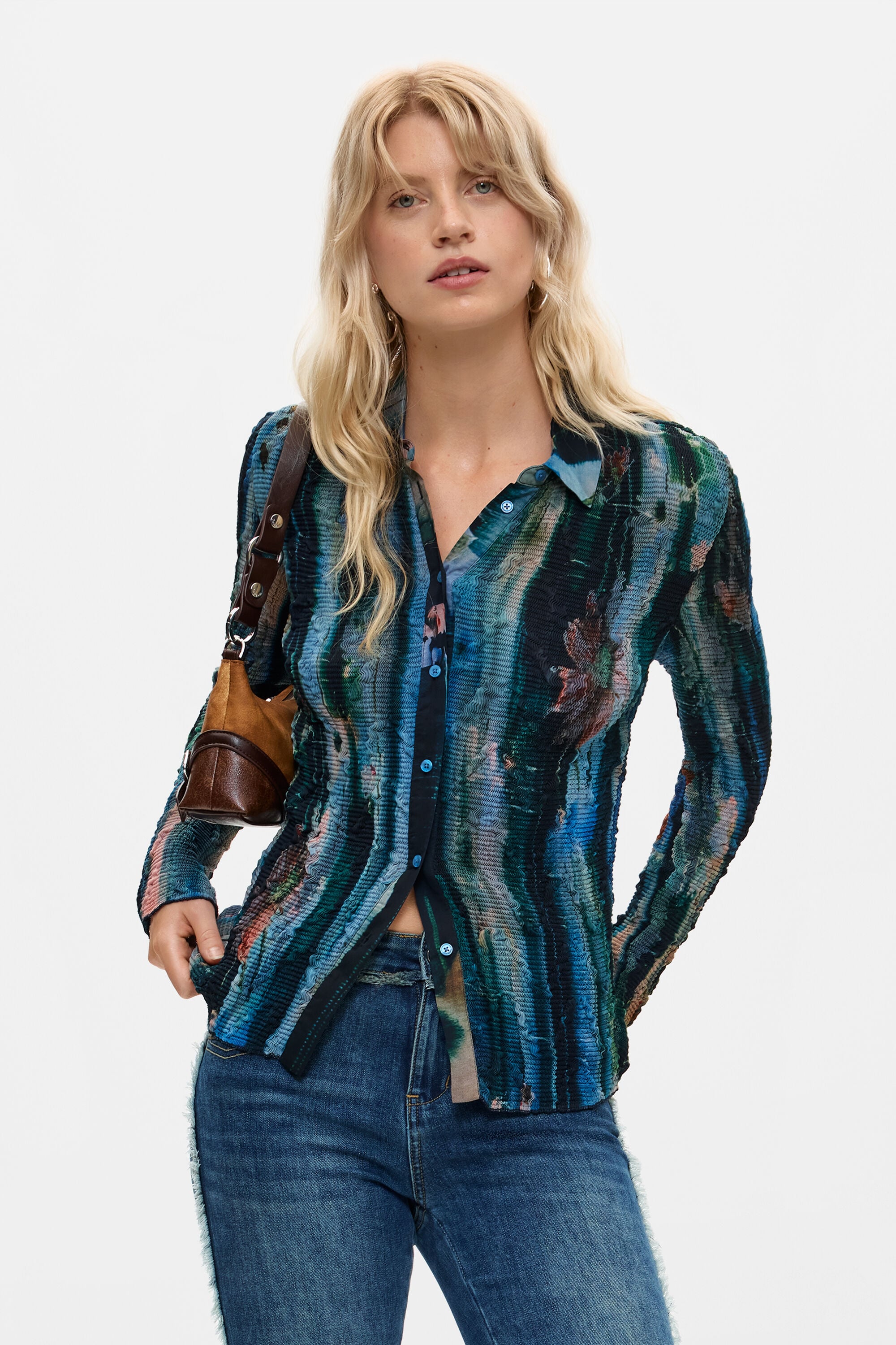 Desigual Bedrukte blouse in blauw