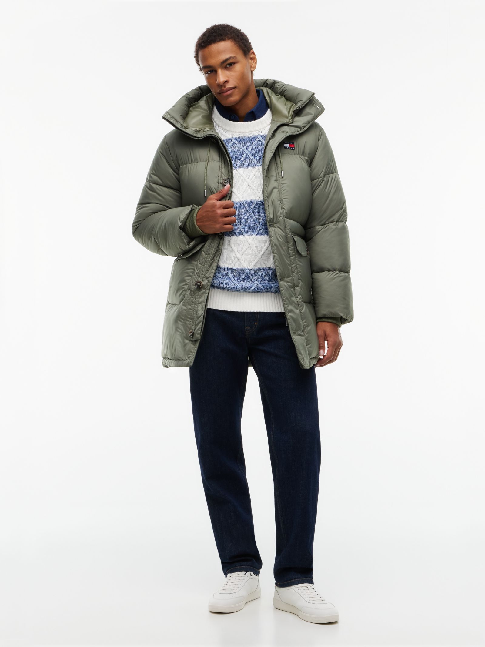 Tommy Jeans Relaxed gewatteerde parka met capuchon in groen