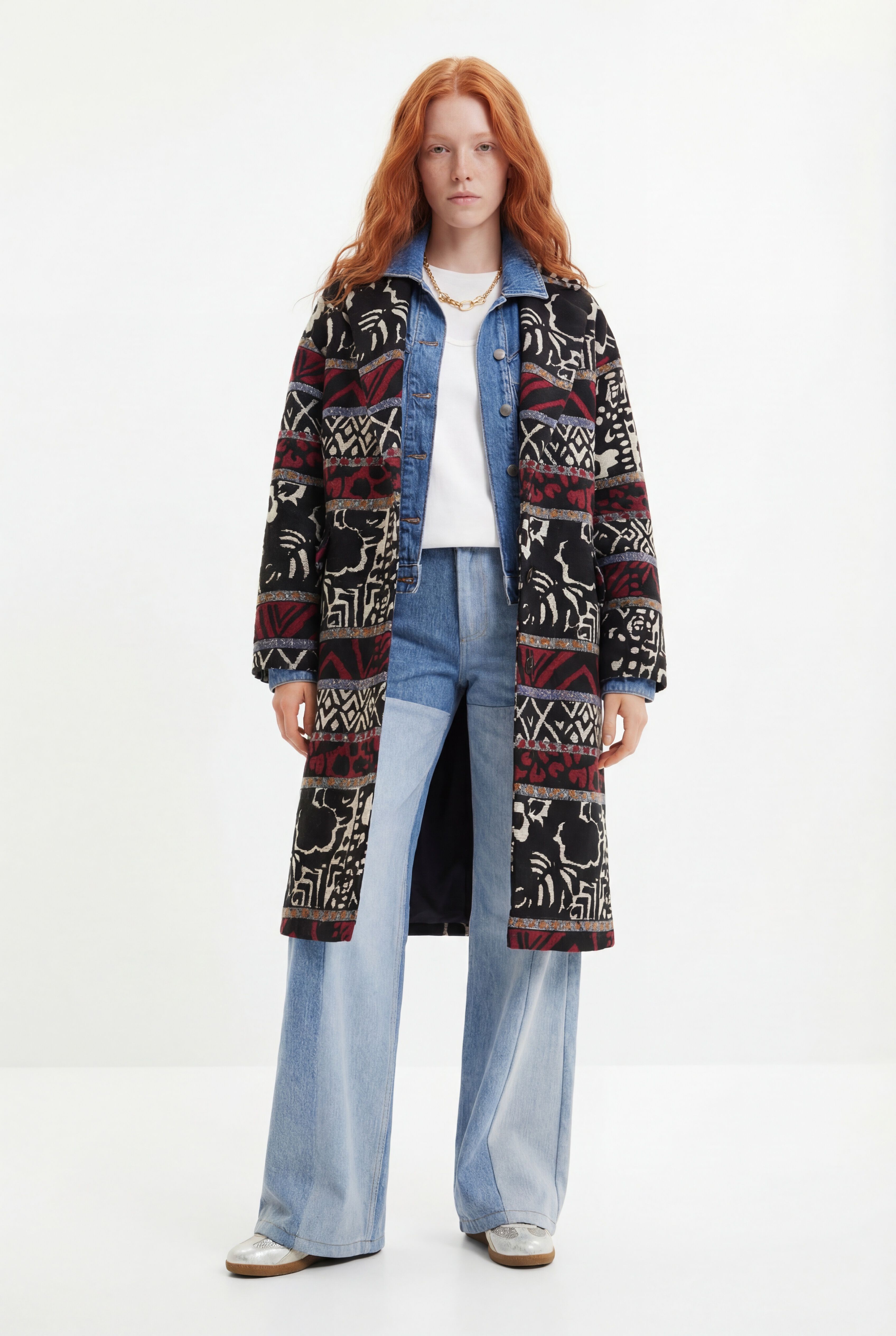 Desigual Lange jas met etnische prints