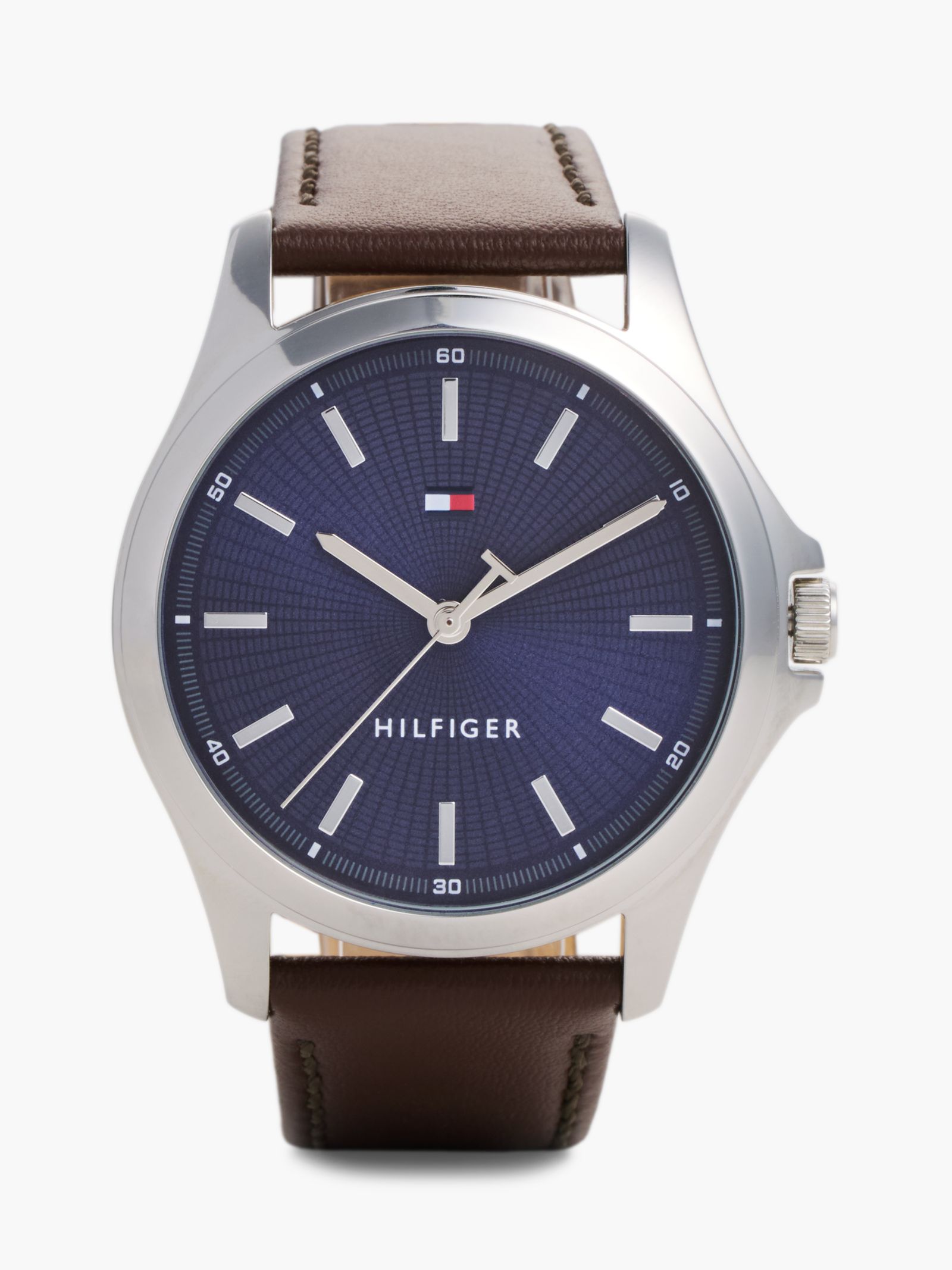 Tommy Hilfiger Roestvrijstalen horloge met bruine leren band