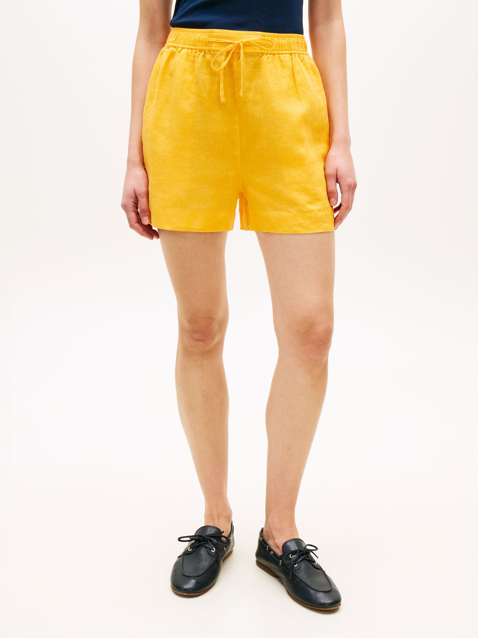 Tommy Hilfiger Short van puur linnen met geborduurde vlag in geel