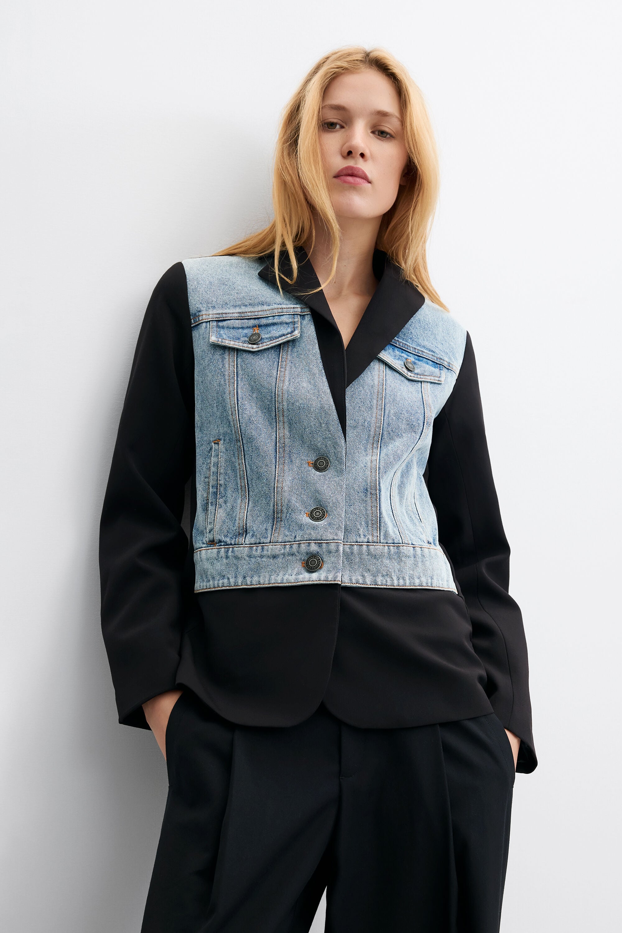 Desigual gecombineerde denim blazer