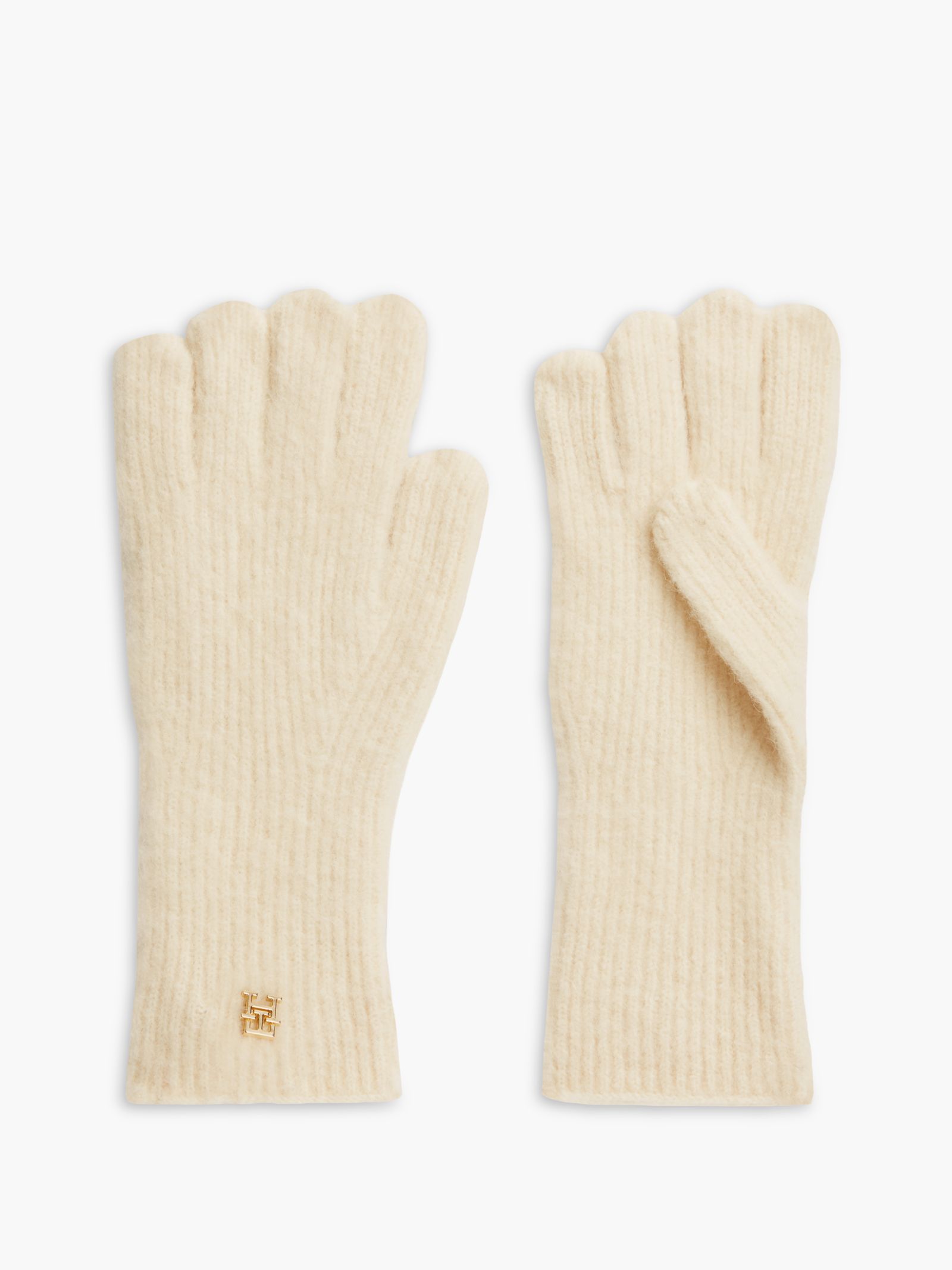 Tommy Hilfiger Chic handschoenen met alpaca en TH Monogram in beige