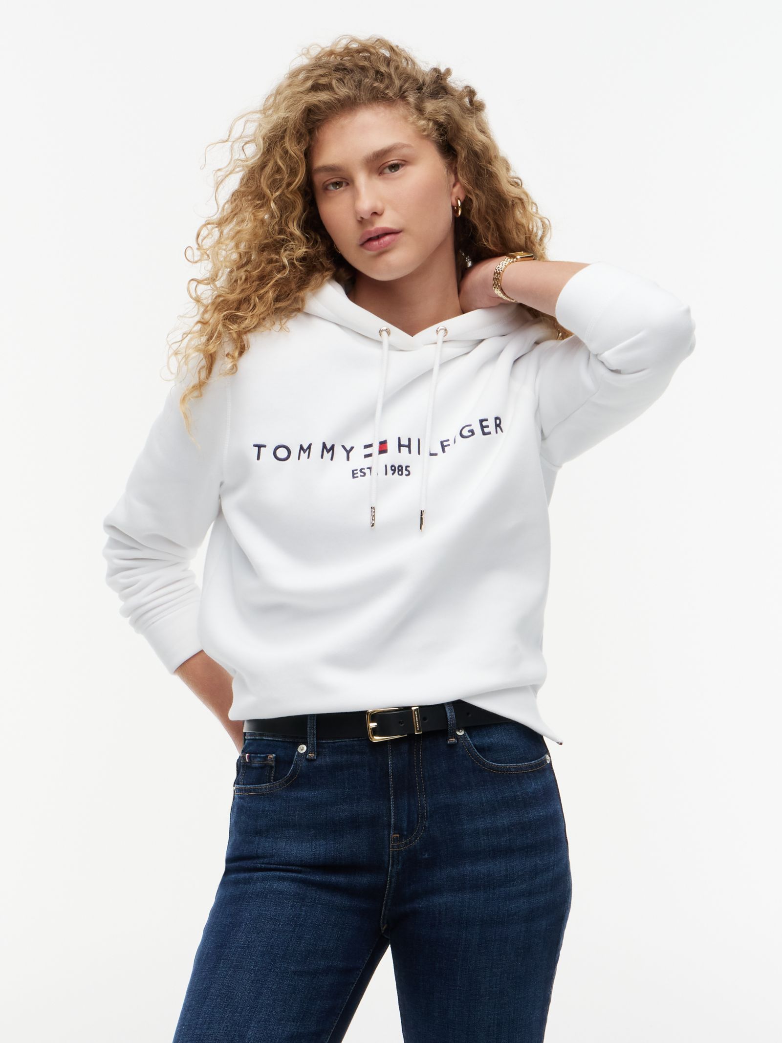 Tommy Hilfiger Essential hoodie met logo in wit