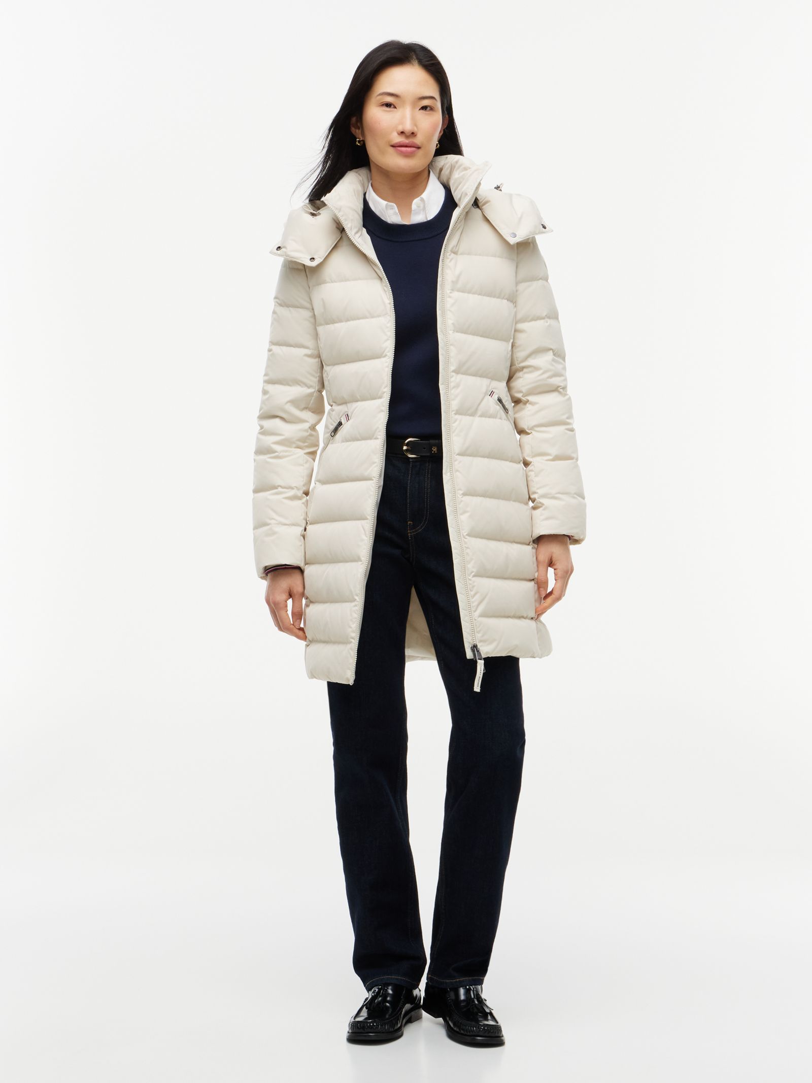 Tommy Hilfiger Slim fit donsjas met capuchon in beige