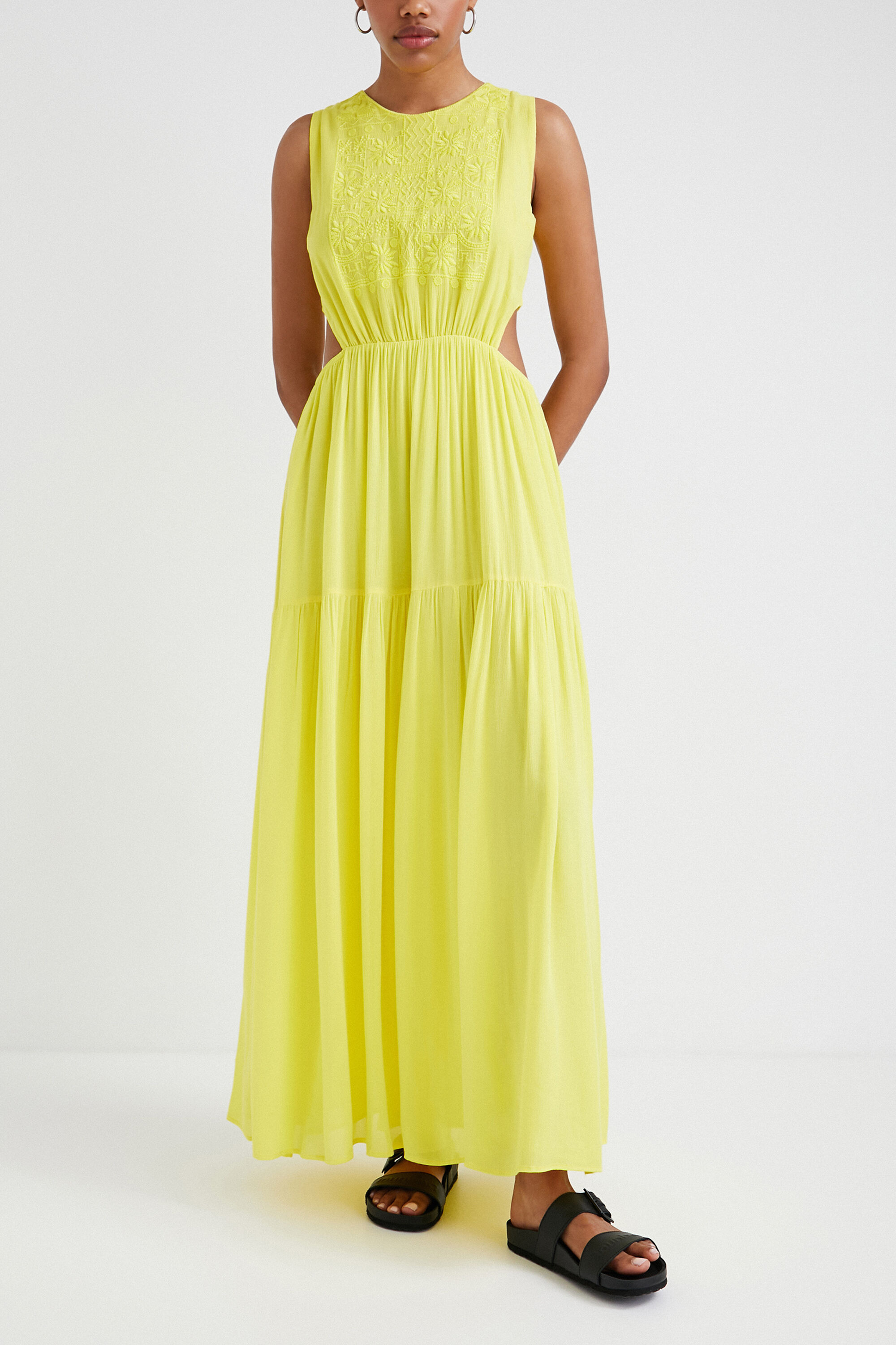 Desigual Gele jurk met cut-out