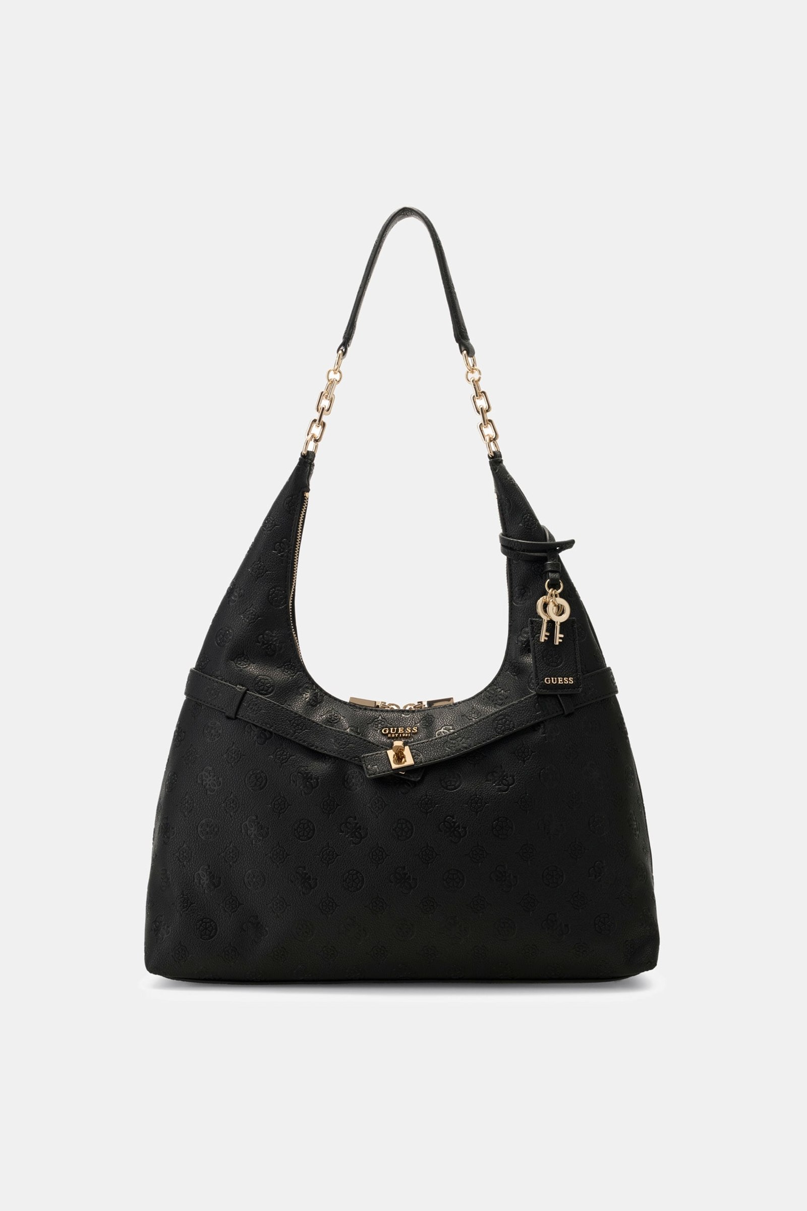 Guess Ella Logo Hobo Tas in zwart